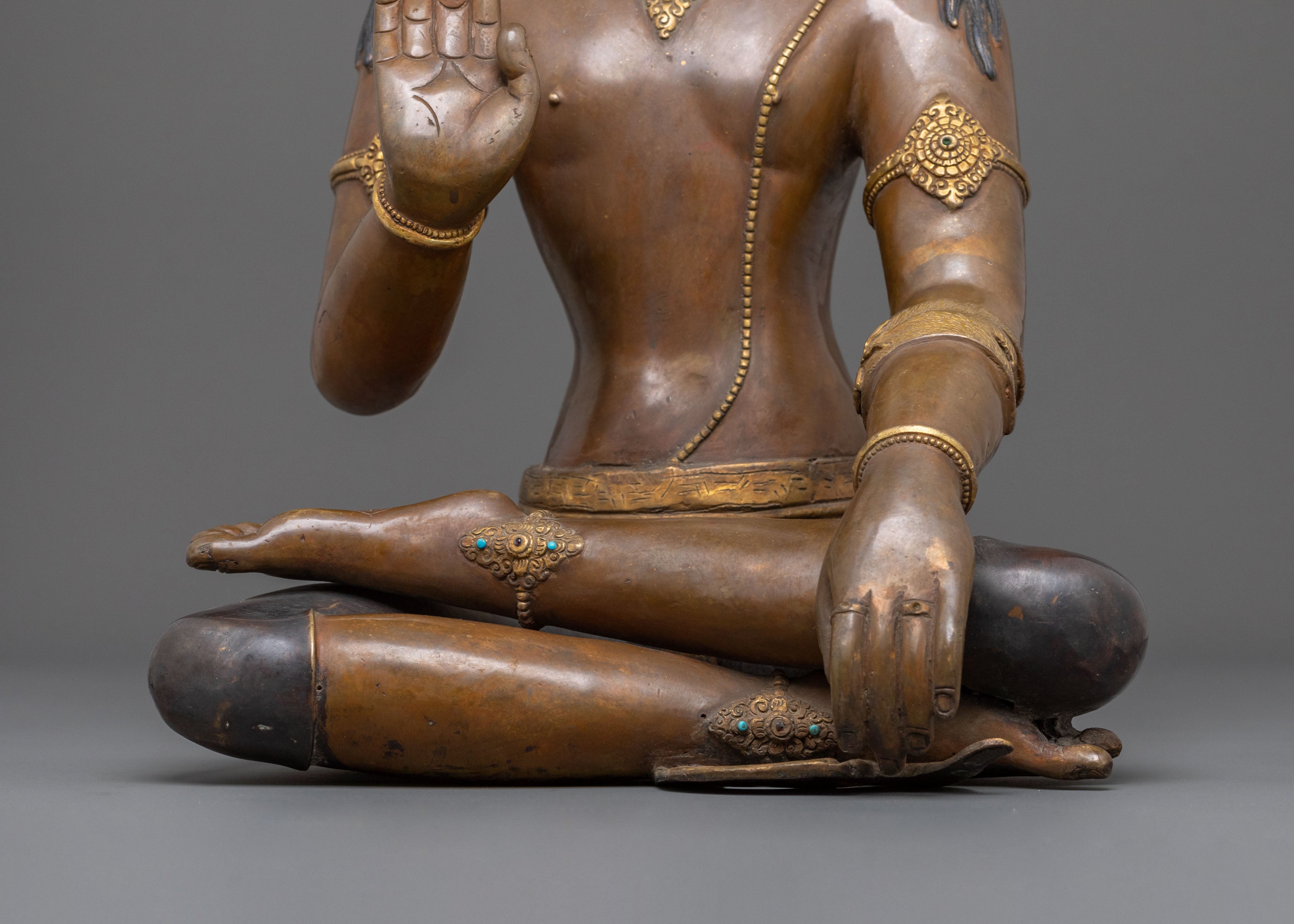 Lokeshwor Sacred Figurine in Oxidized Copper | Bodhisattva of Compassion