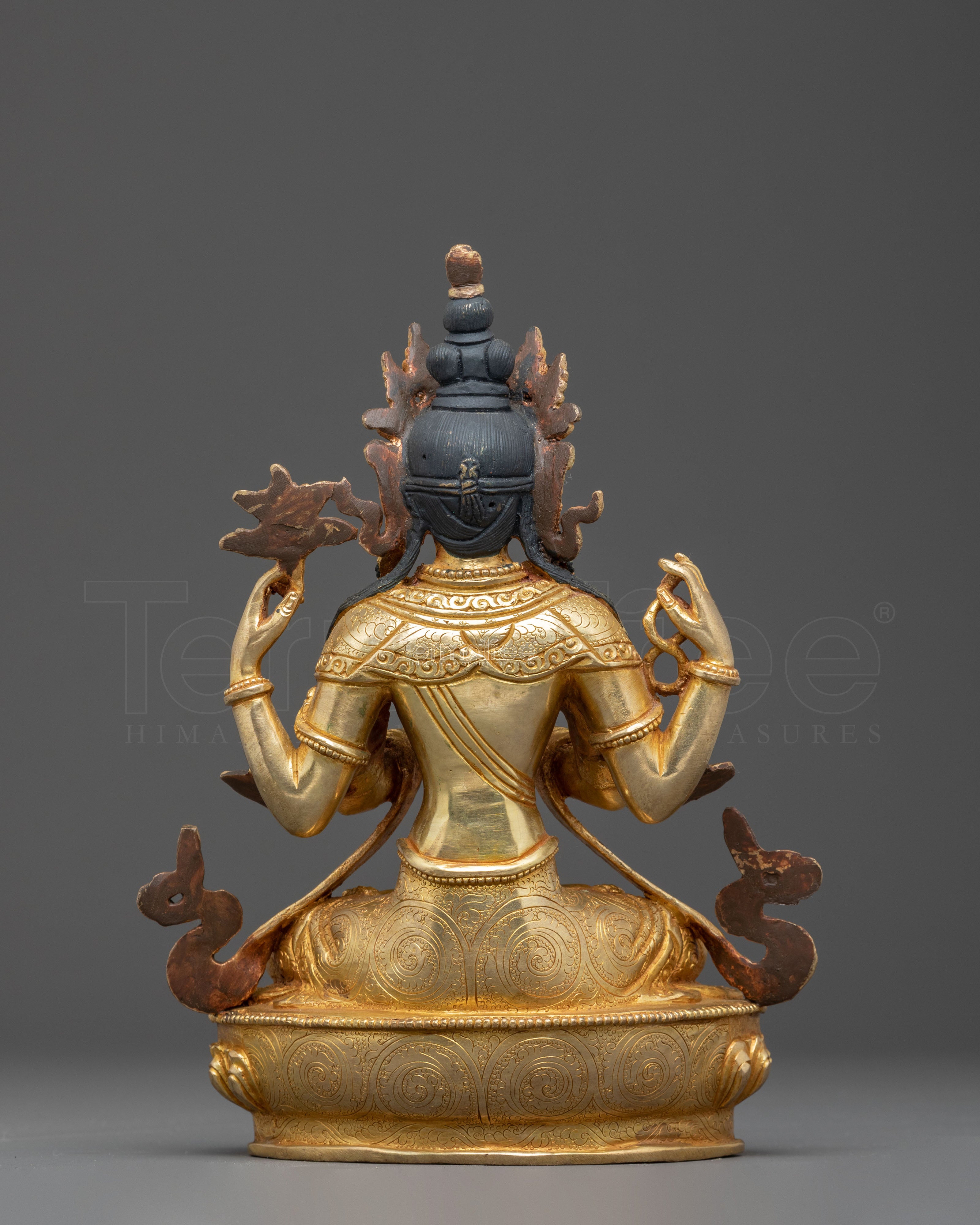 Handmade Chenrezig Golden Statue of Compassion