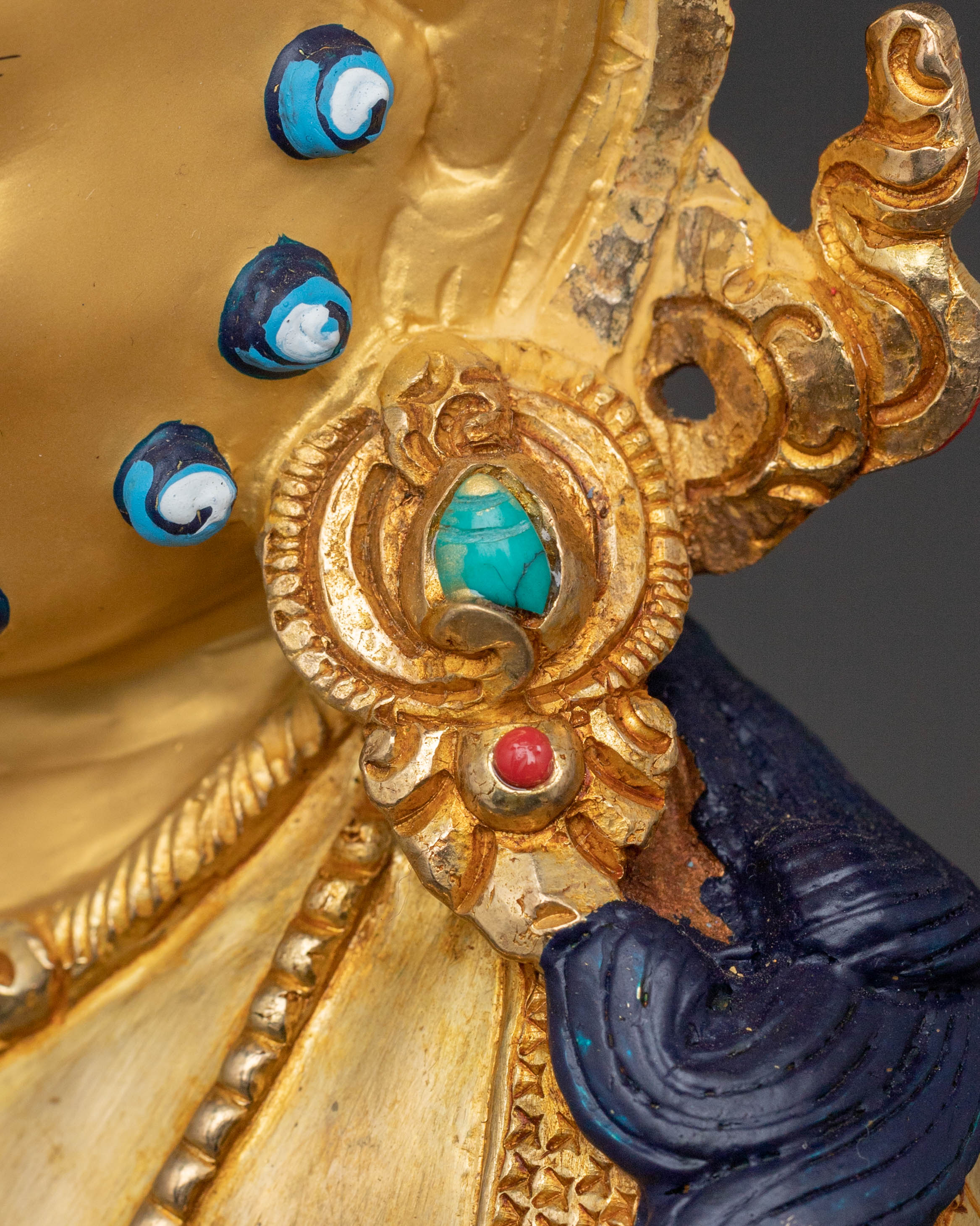 Handcrafted Dzambhala Blessing Statue – 24K Gold Gilded Copper Statue