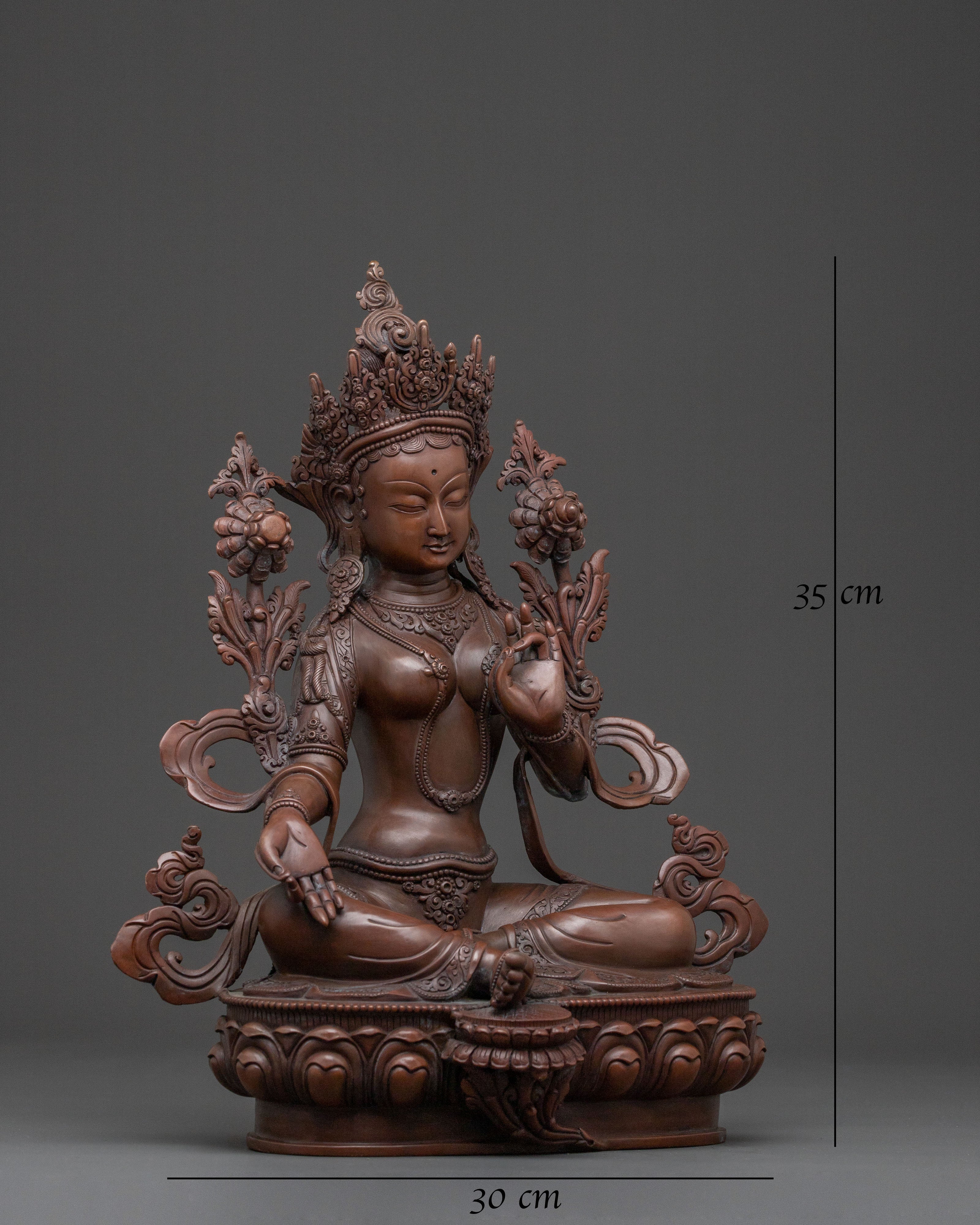 Handcrafted Copper Statue of Green Tara
