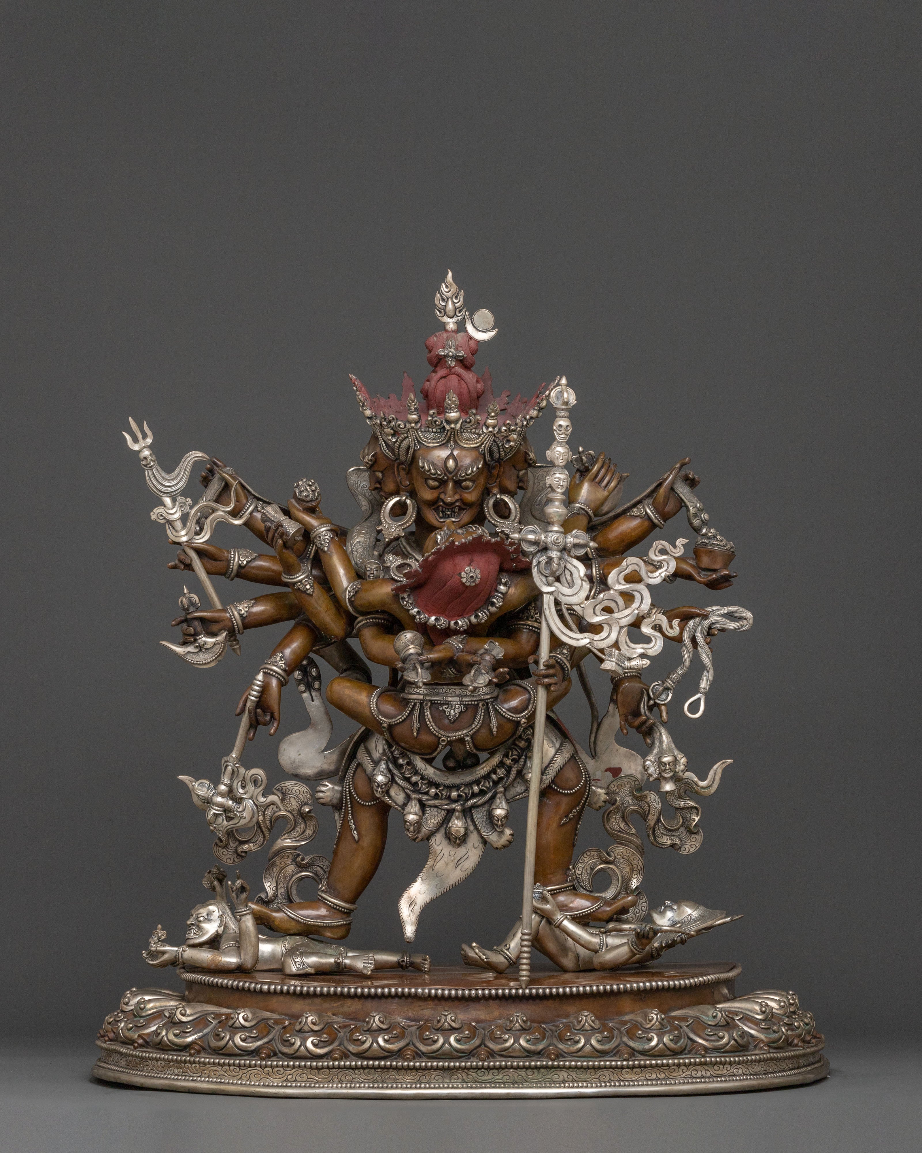 Chakrasamvara Oxidized Copper Statue | Silver-Plated