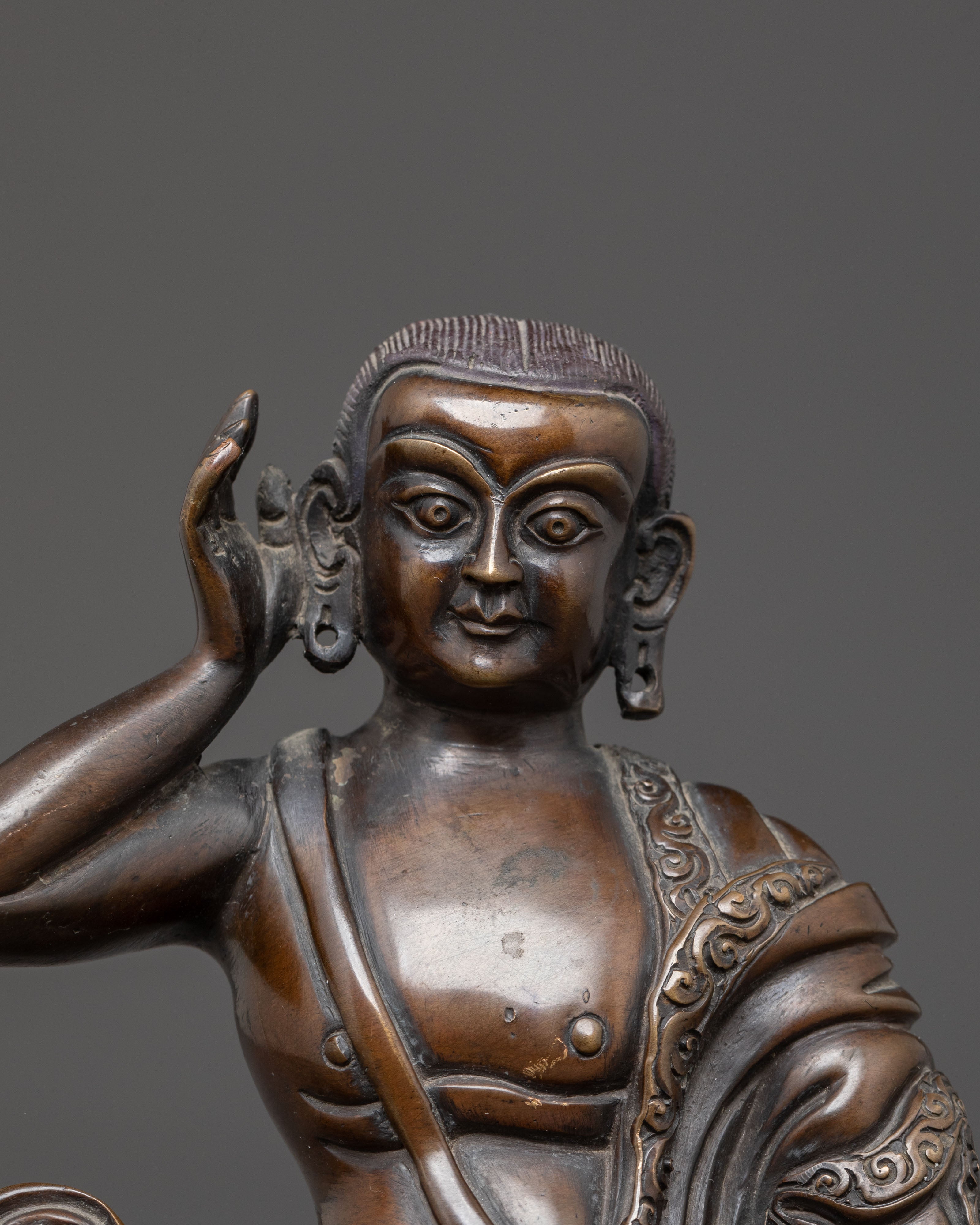 Handcrafted Milarepa Oxidized Copper Statue | Yogi & Dharma Teacher