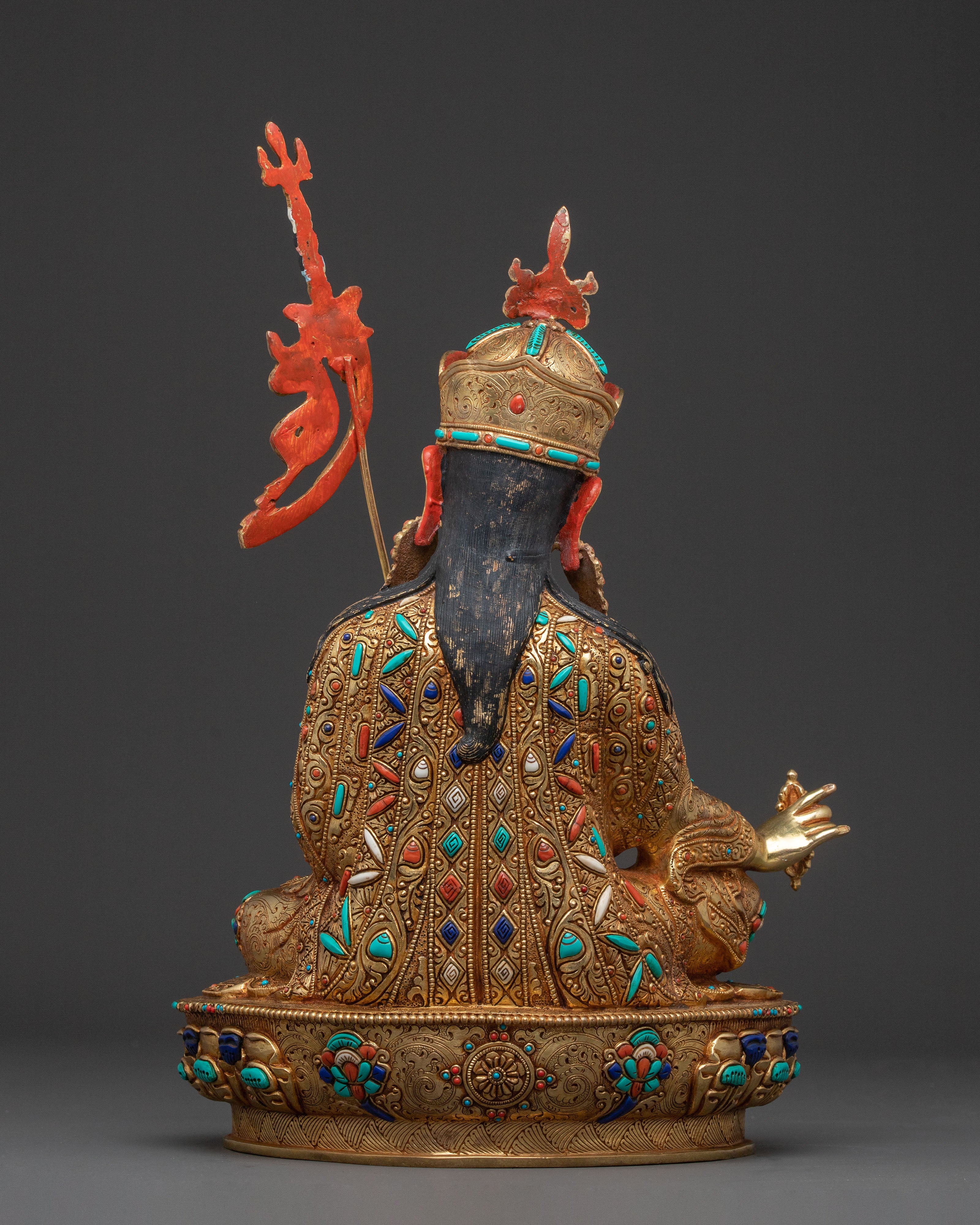 Guru Rinpoche Altar Statue - Hand-Gilded Copper Art