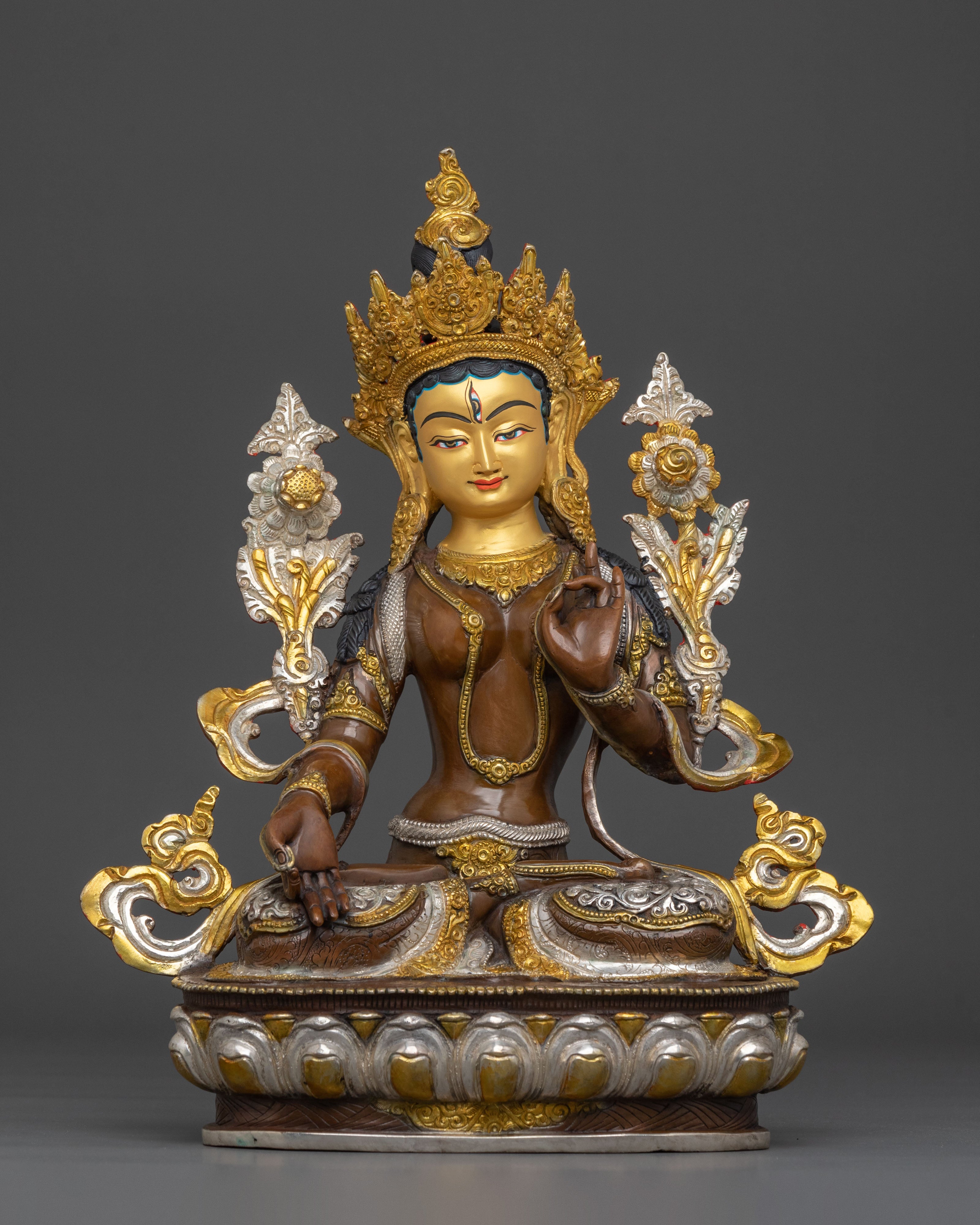 Exquisite Hand Carved White Tara Statue | Goddess of Long Life and Wisdom