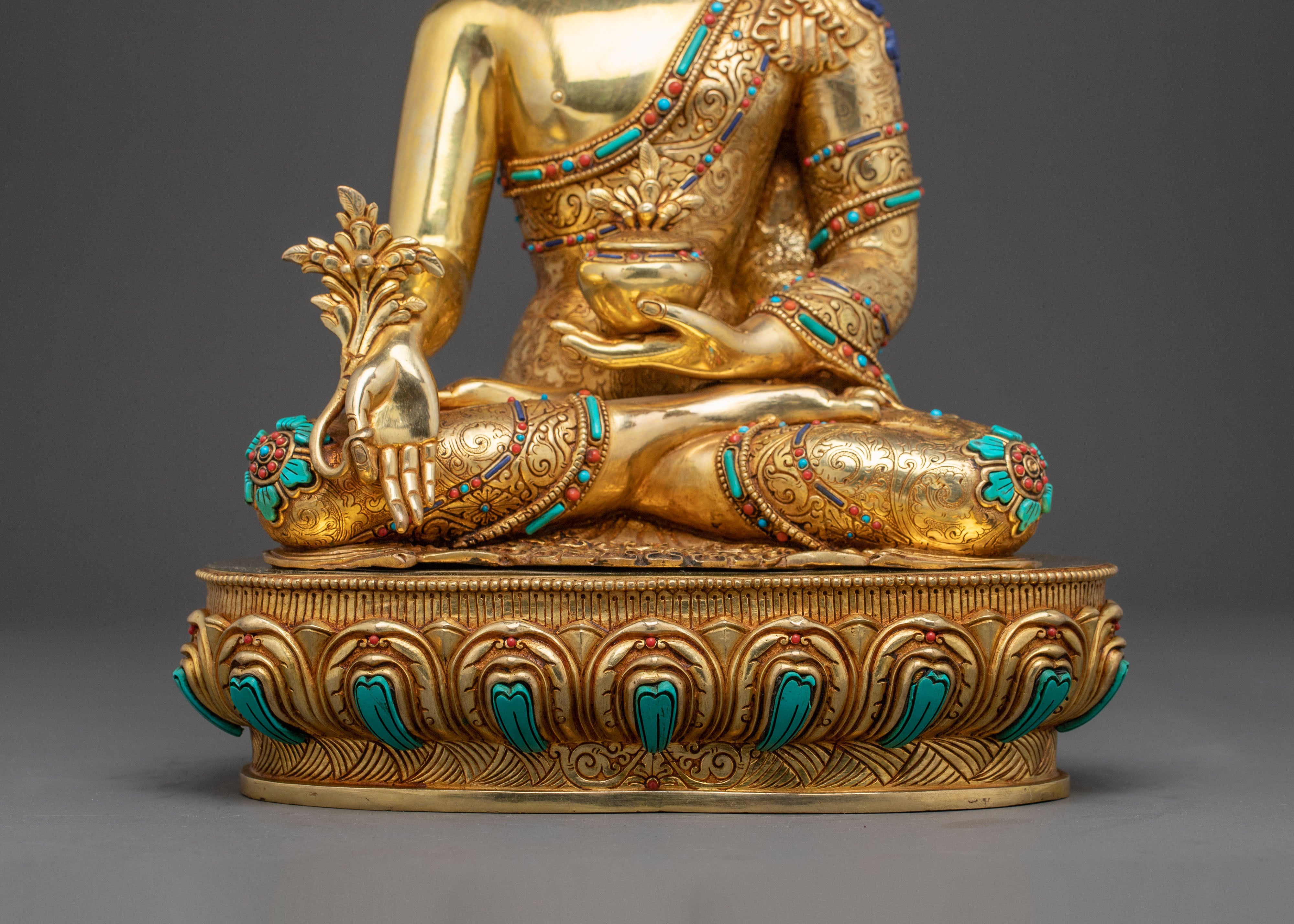 Medicine Buddha (Bhaishajyaguru) Golden Statue
