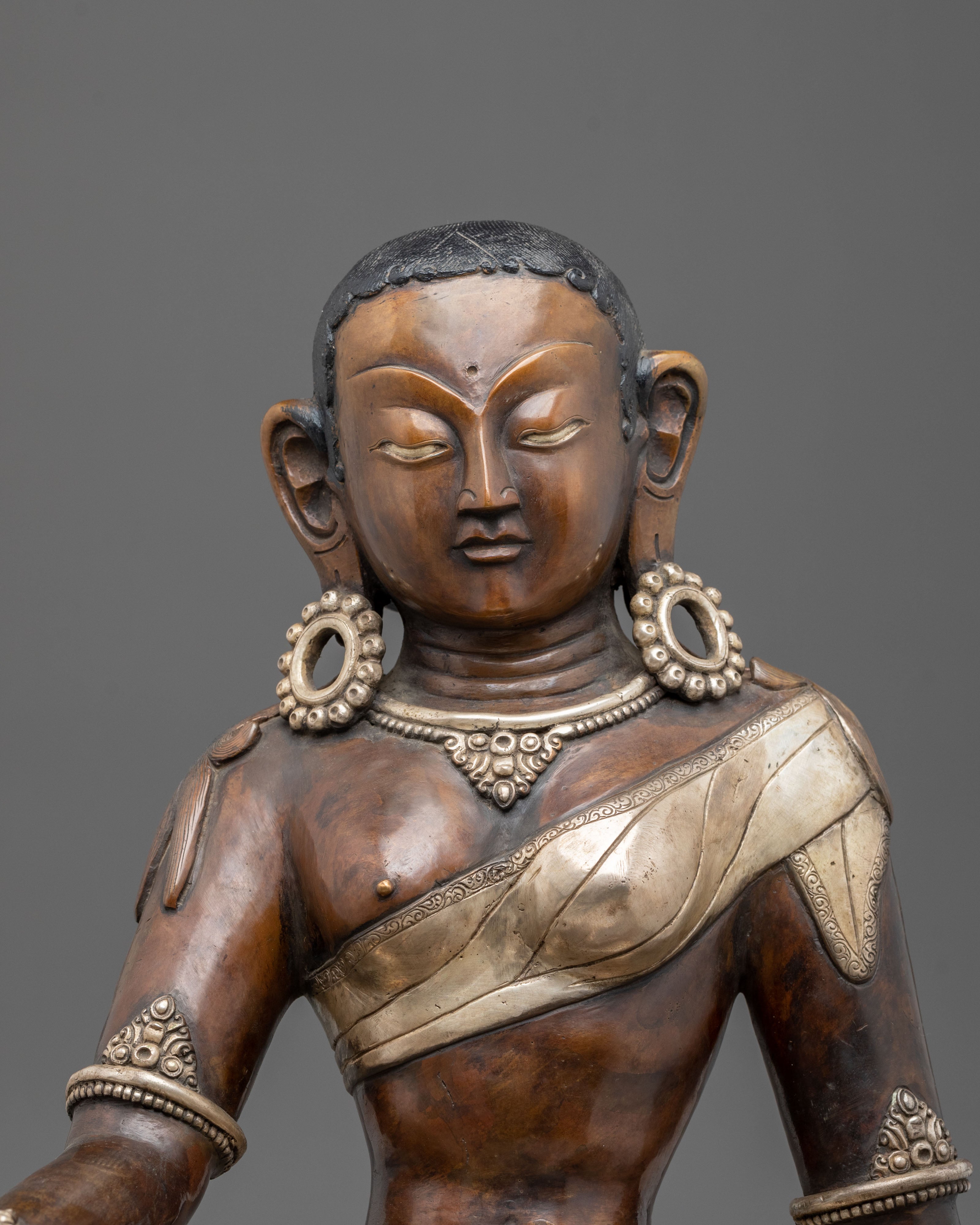 Parbati Devi Statue: Oxidized Copper & Silver Plated