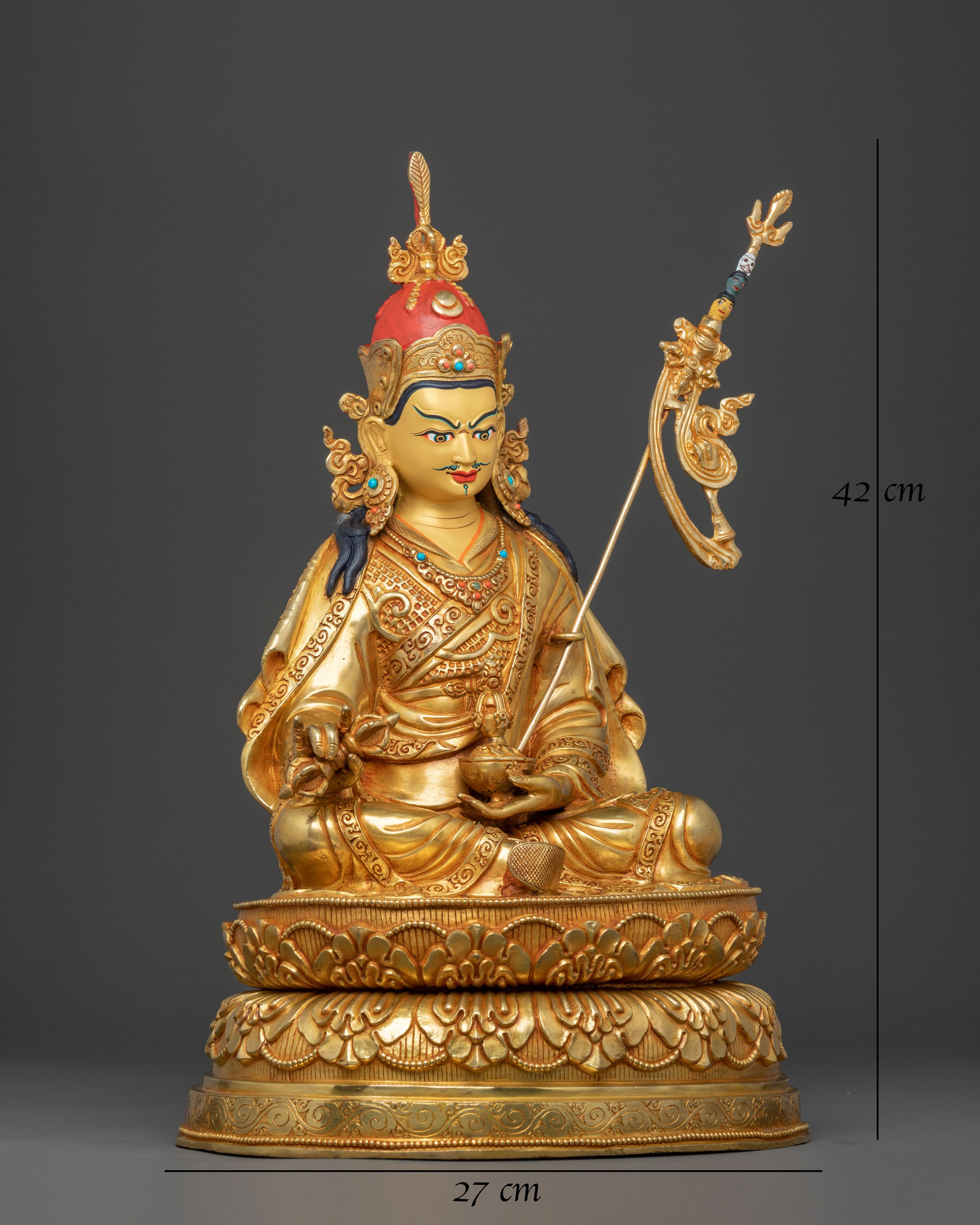 Guru Rinpoche 24K Gold Gilded Divine Sculpture
