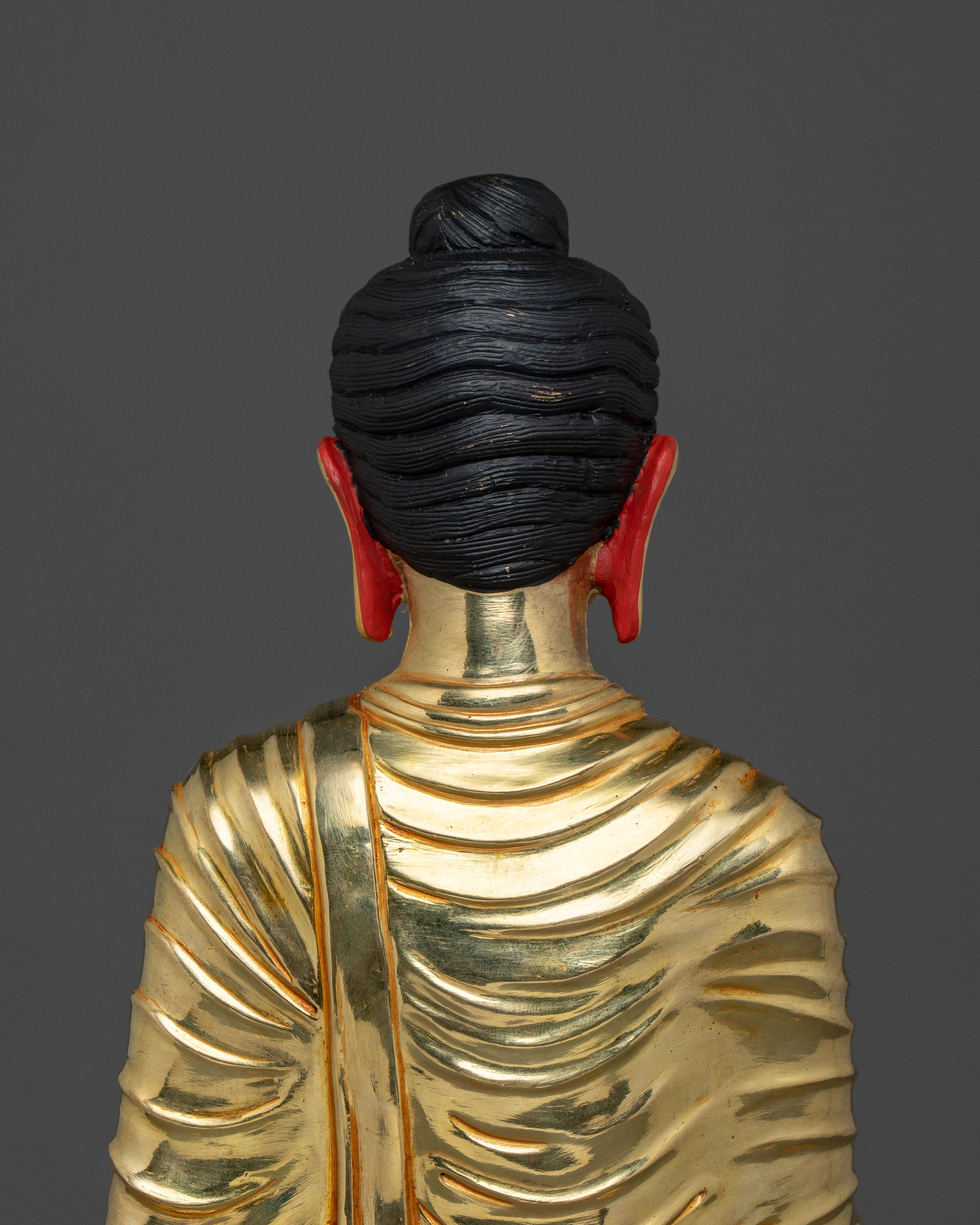 Shakyamuni Buddha On Throne | 24K Gold Glided