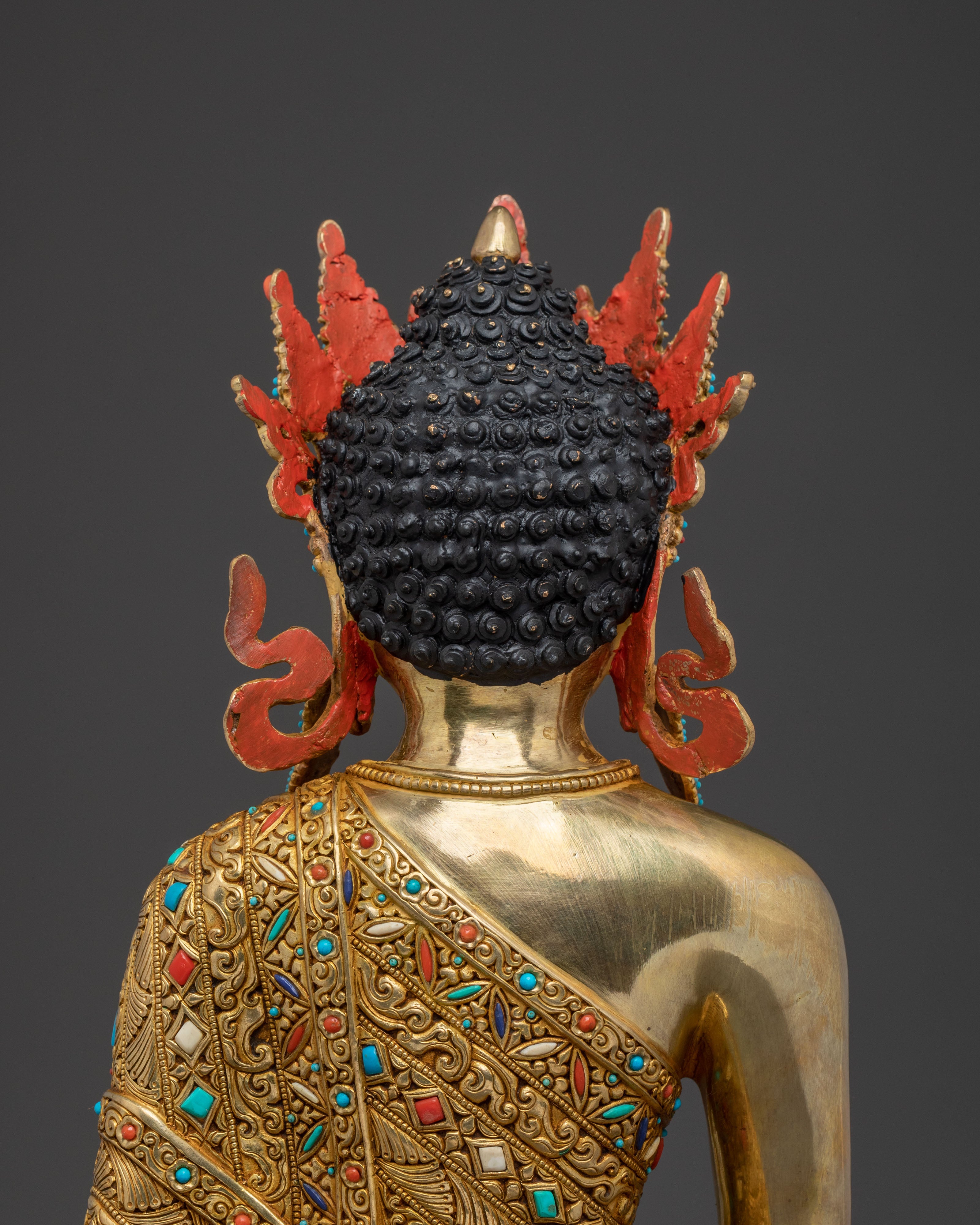 Crowned Mitrugpa Sacred Statue with 24K Gold Glided