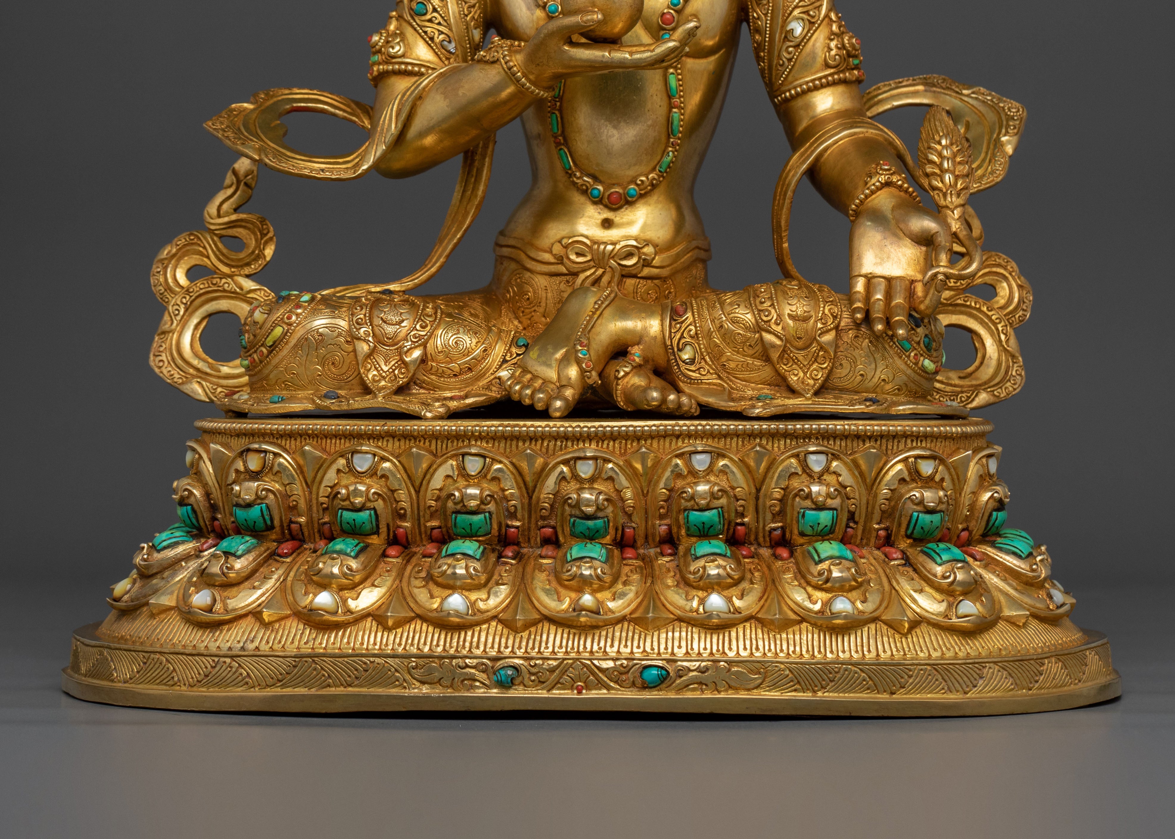 Kshitigarbha Gold Gilded Statue | Traditional Vajrayana Statue
