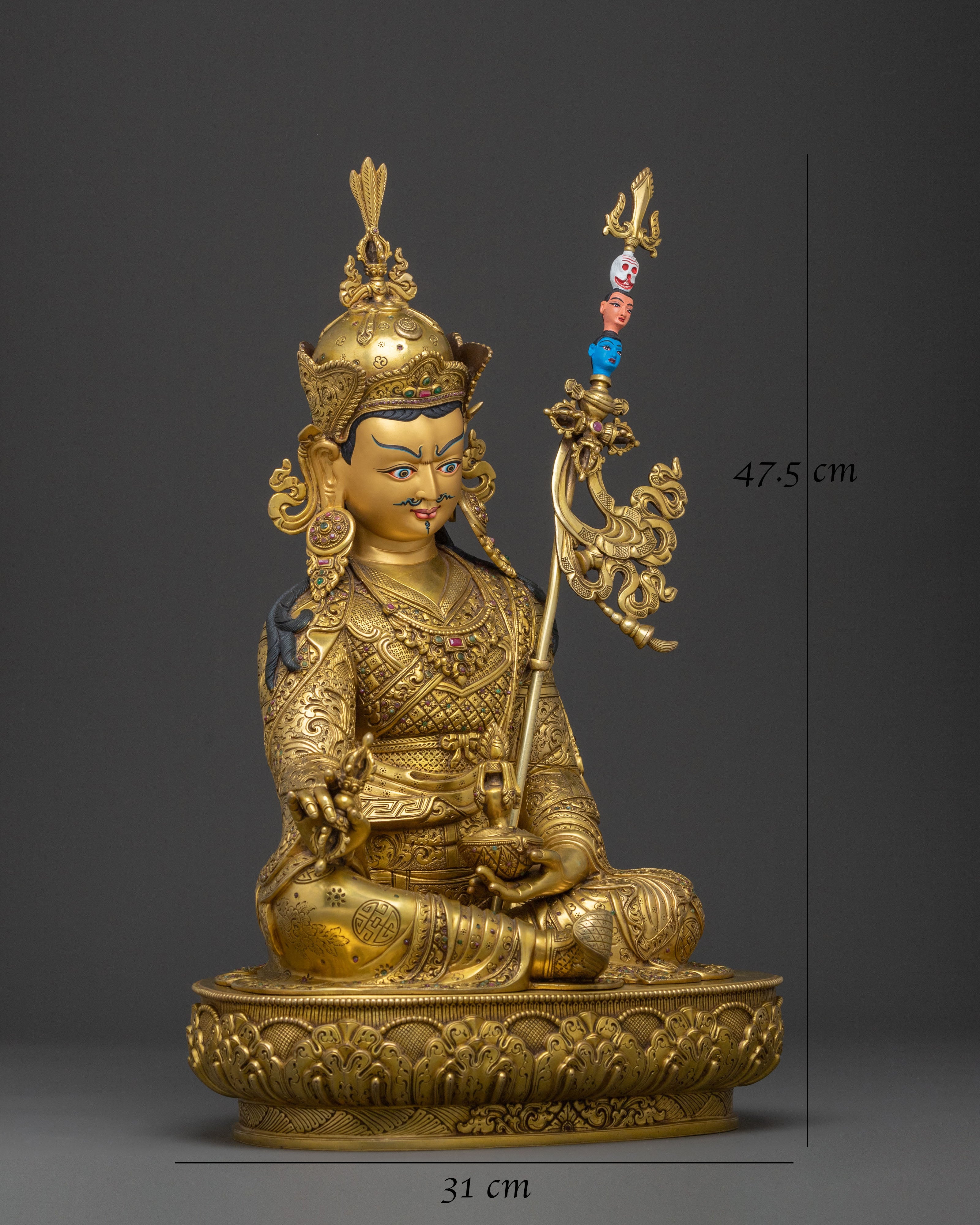 Guru Rinpoche Statue | 24K Gold Gilded Buddhist Master