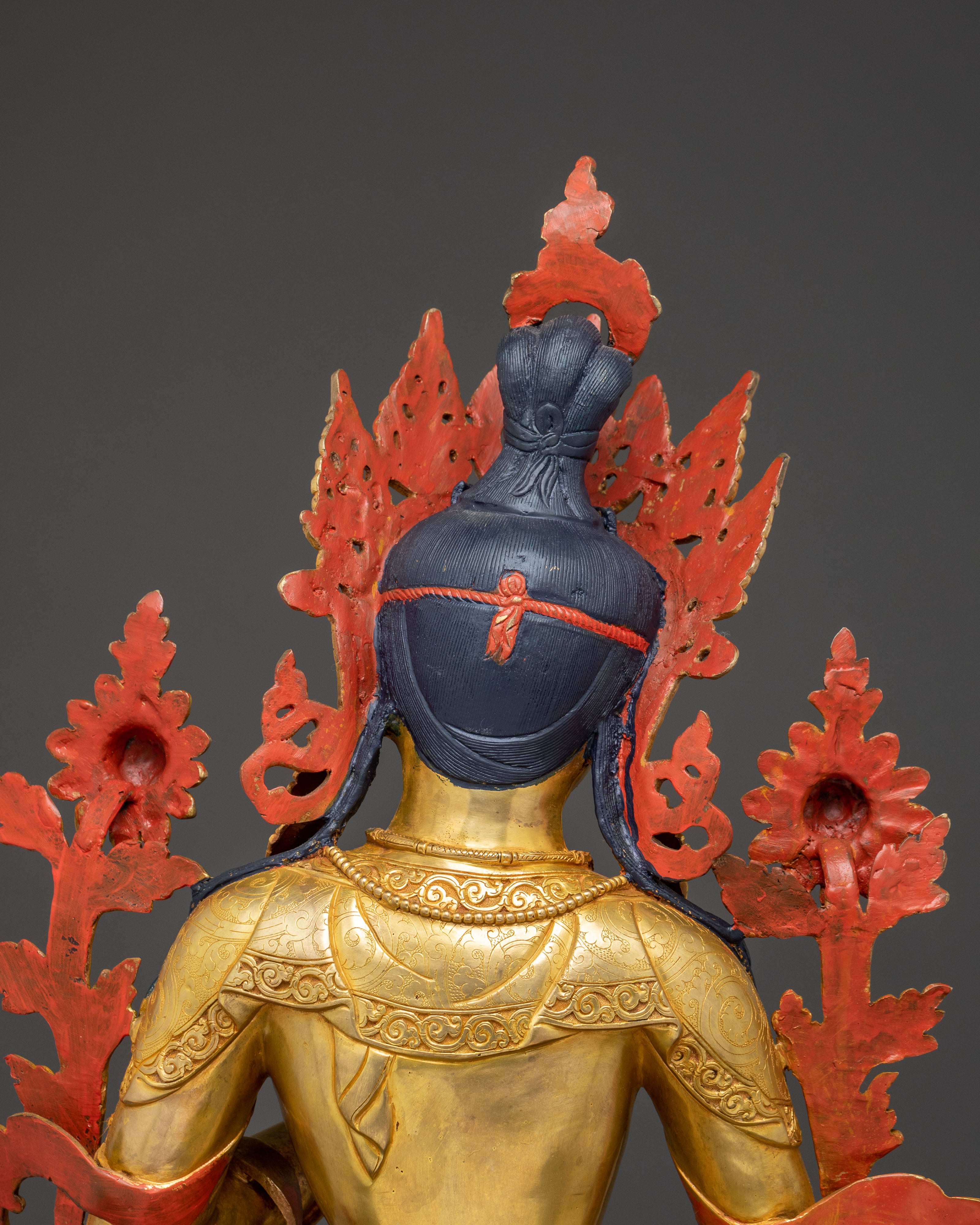 Green Tara Buddhist Deity Statue | 24K Gold Gilded & Copper Statue