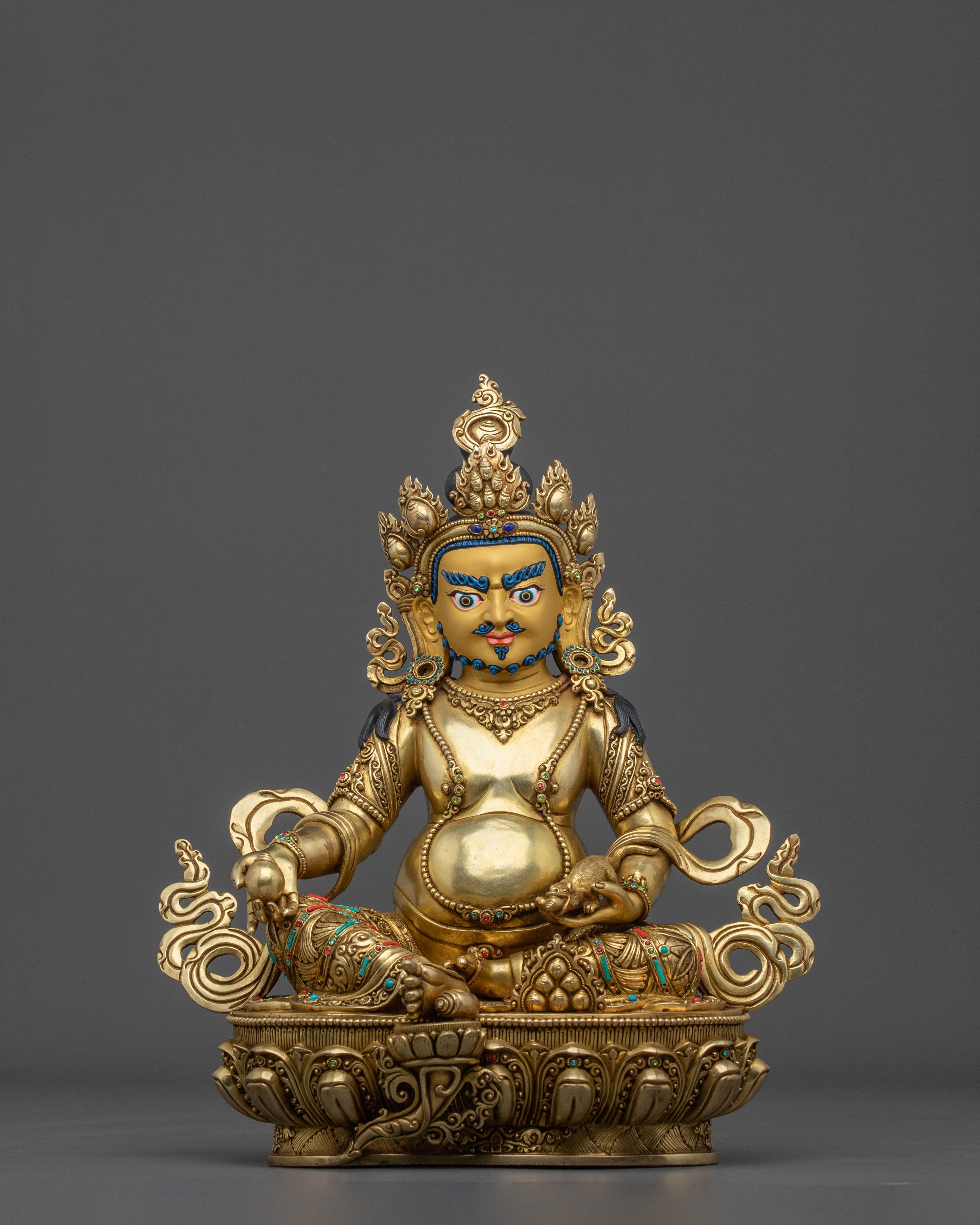 Dzambhala Acrylic Painted Sculpture | Golden Figurine