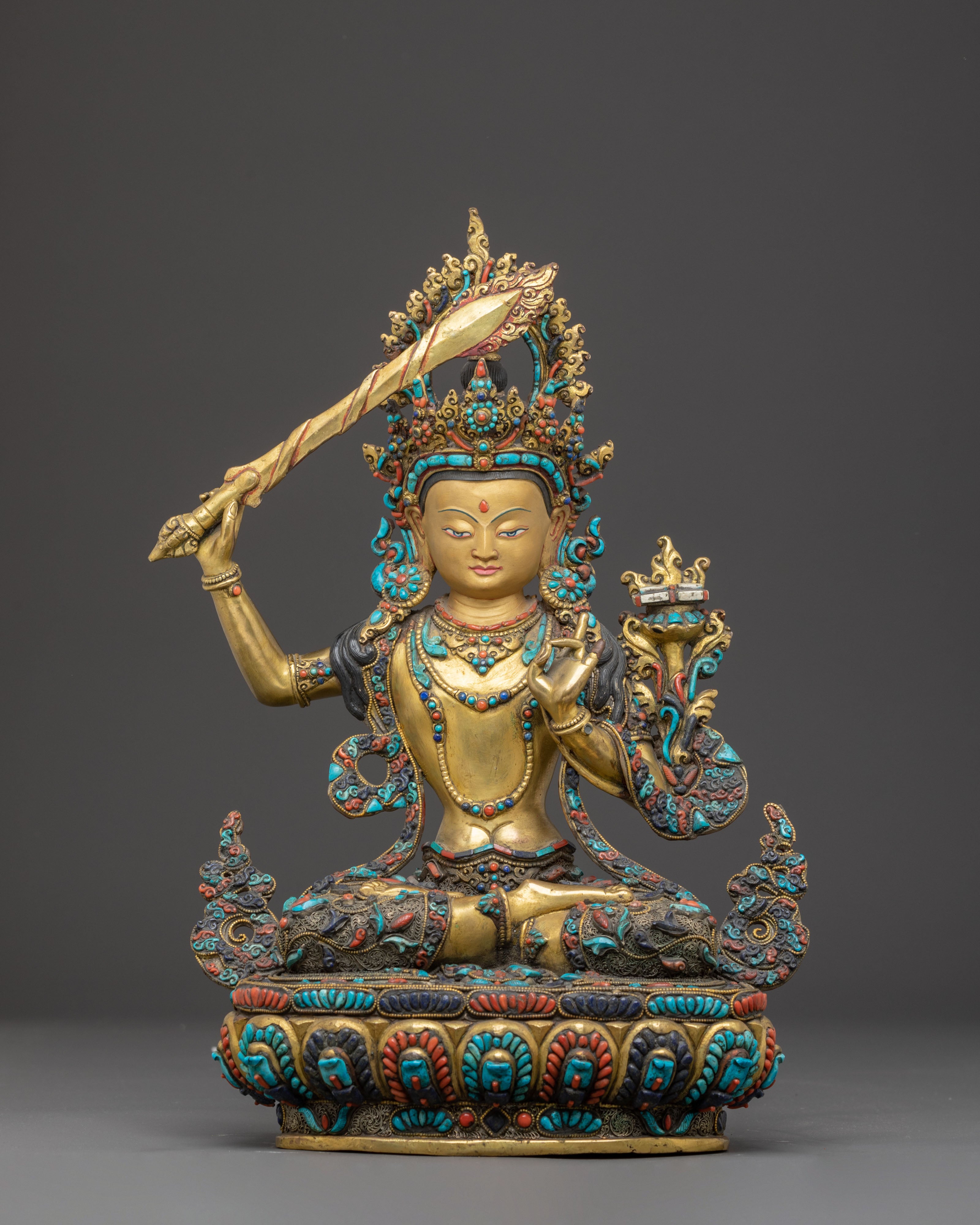 Manjushri, Guardian of Knowledge Handcrafted Statue | Dharma Protector