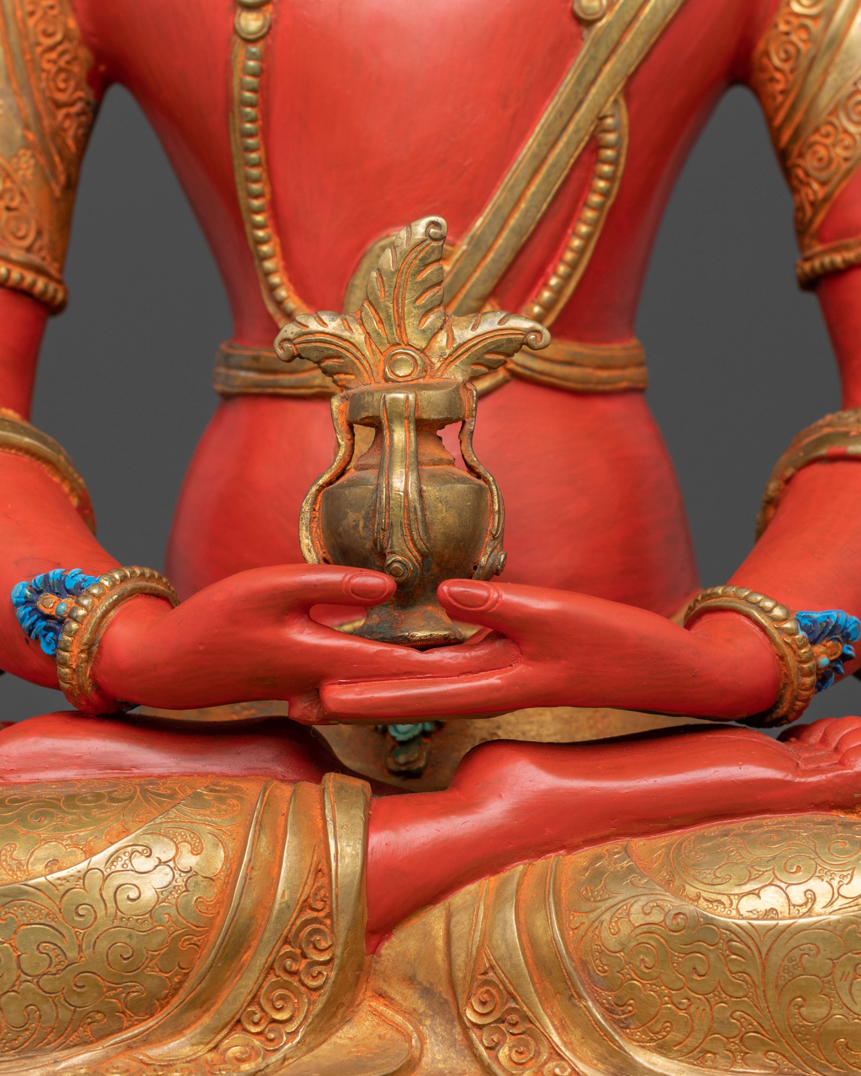 Amitayus Statue Tsepakme: 24K Gold Gilded Copper