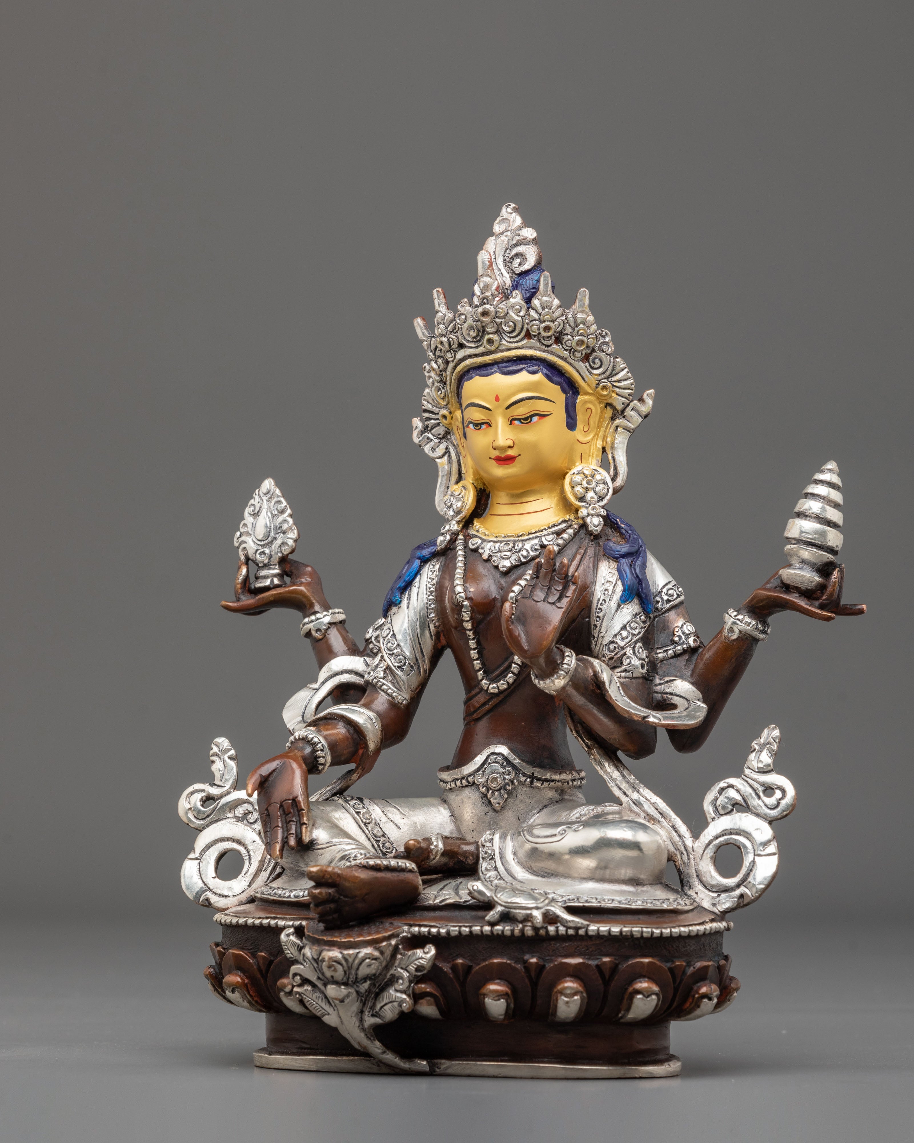 Devi Laxmi Sculpture | Oxidized Copper Goddess Figurine