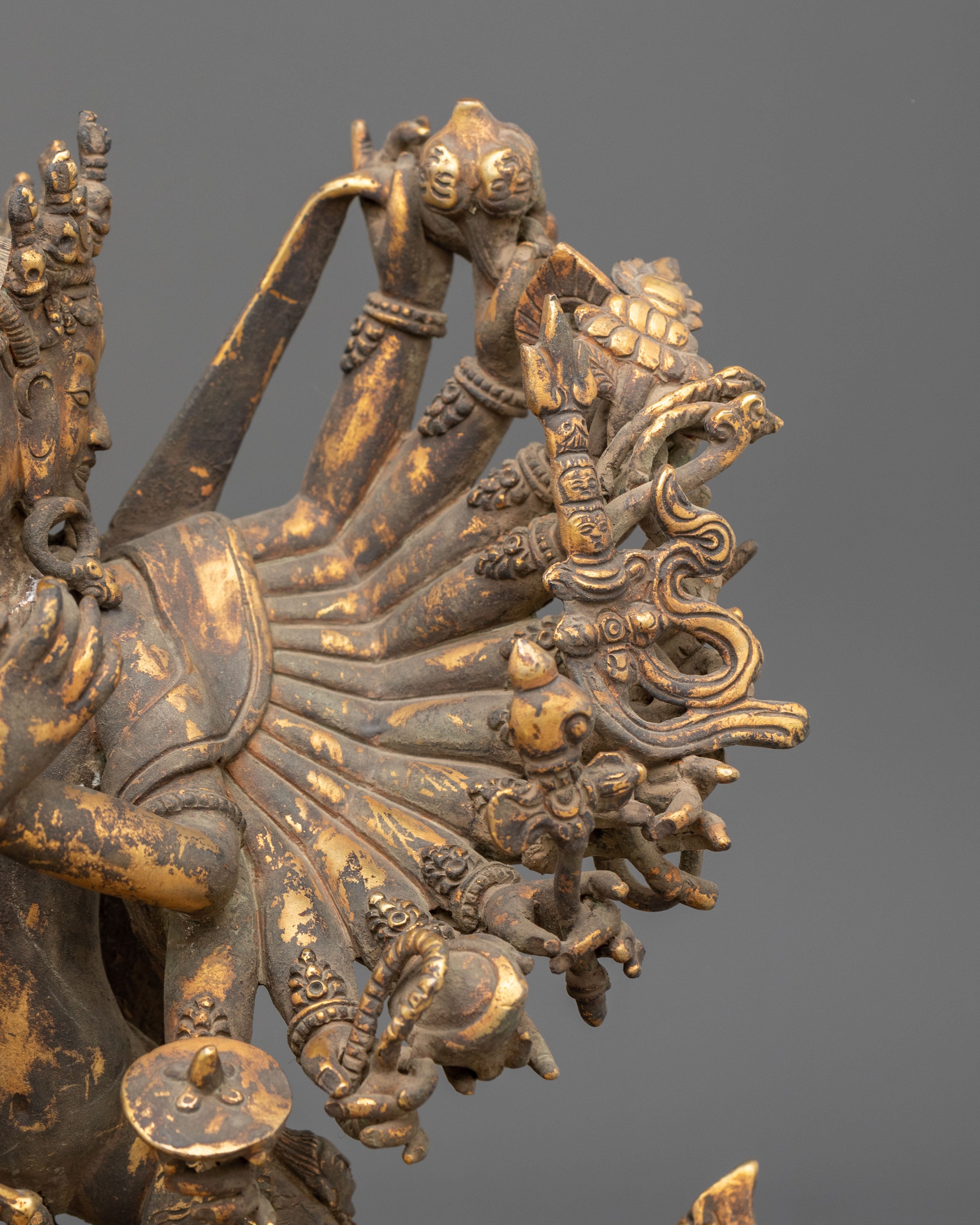 Kalachakra Sacred Statue | Antique Finish Copper Vajrayana Sculpture