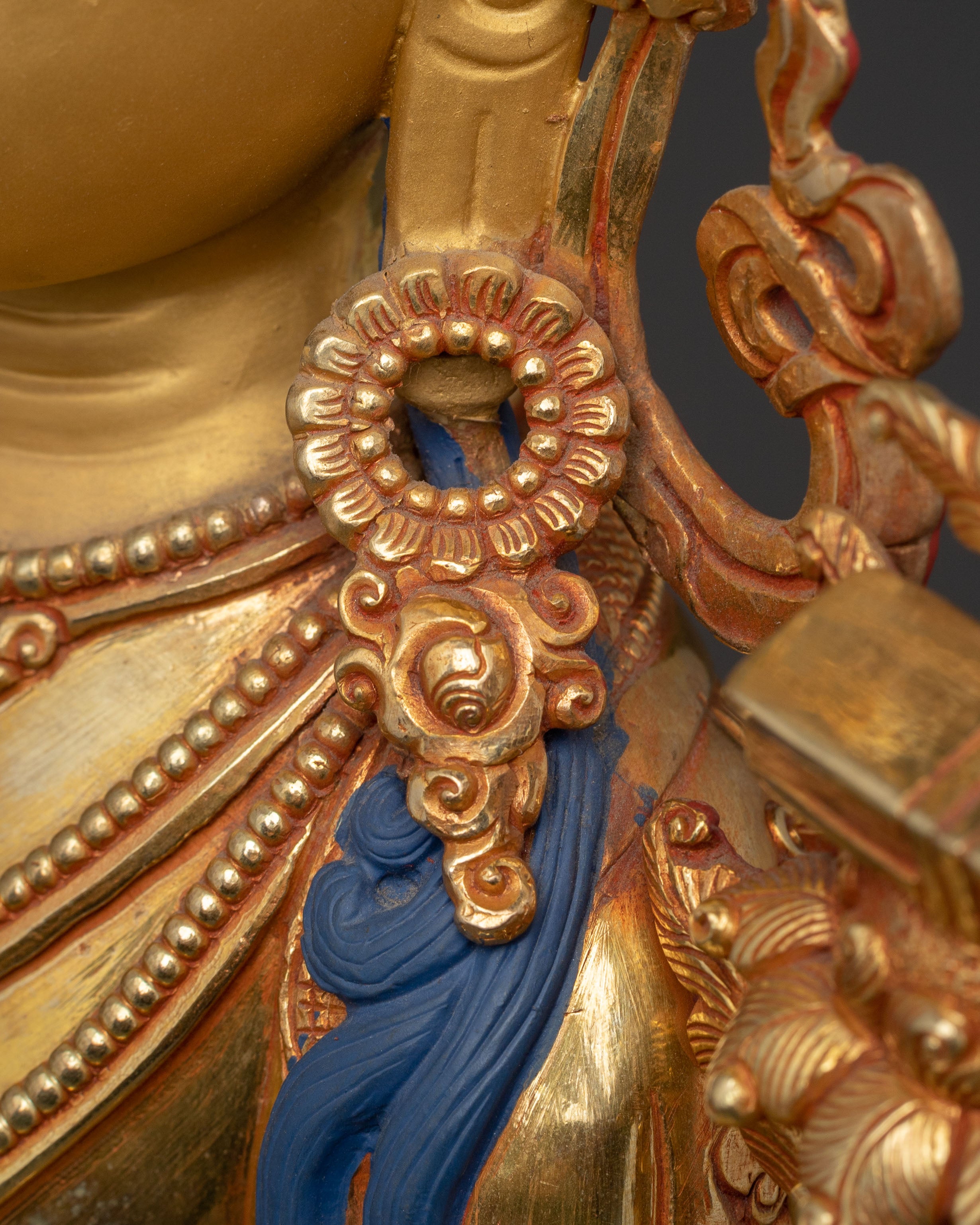 Bodhisattva Tikshna Manjushri Golden Statue | Traditional Himalayan Sculpture