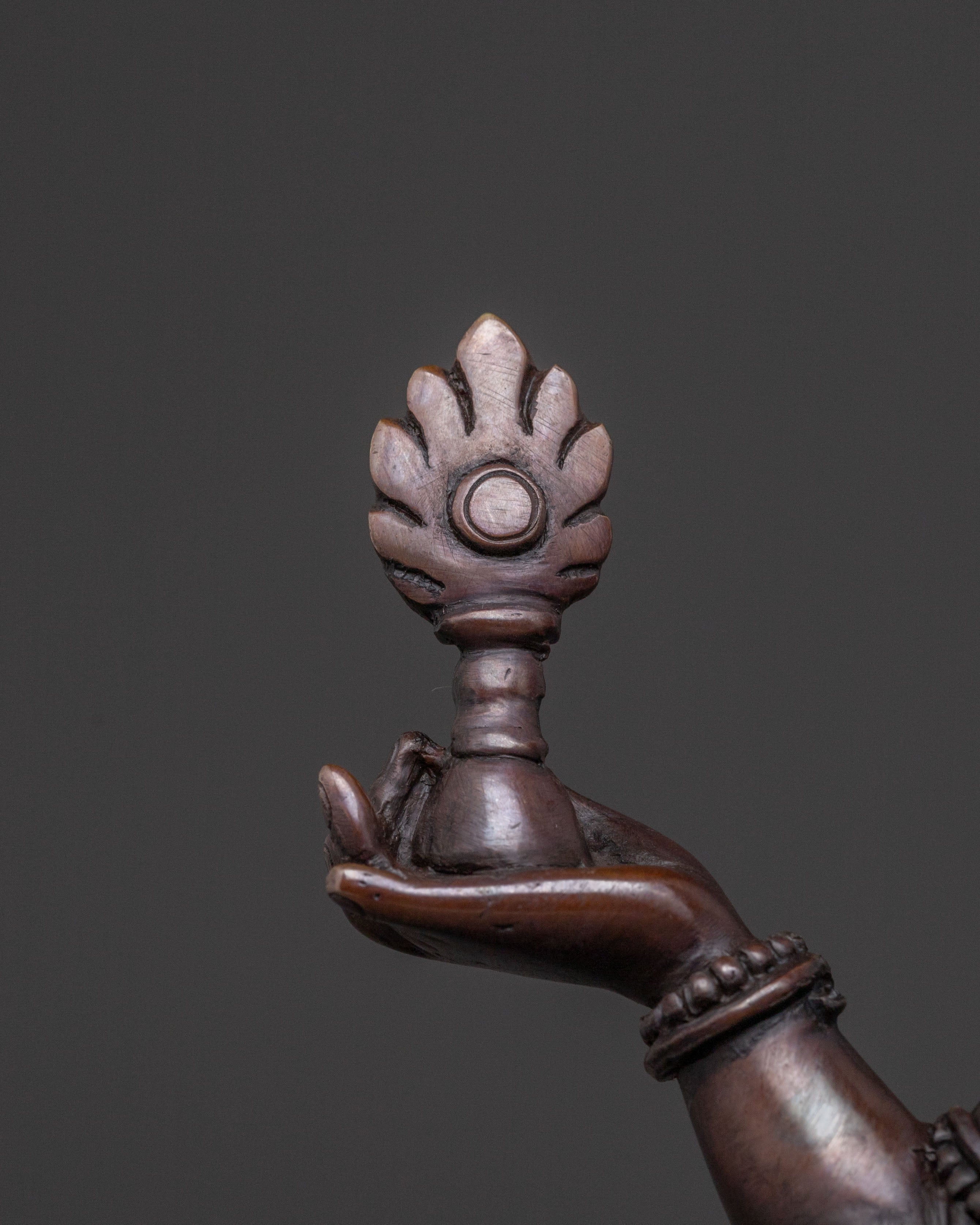 Traditional Sacred Statue of Goddess Laxmi:  Oxidized Copper Art