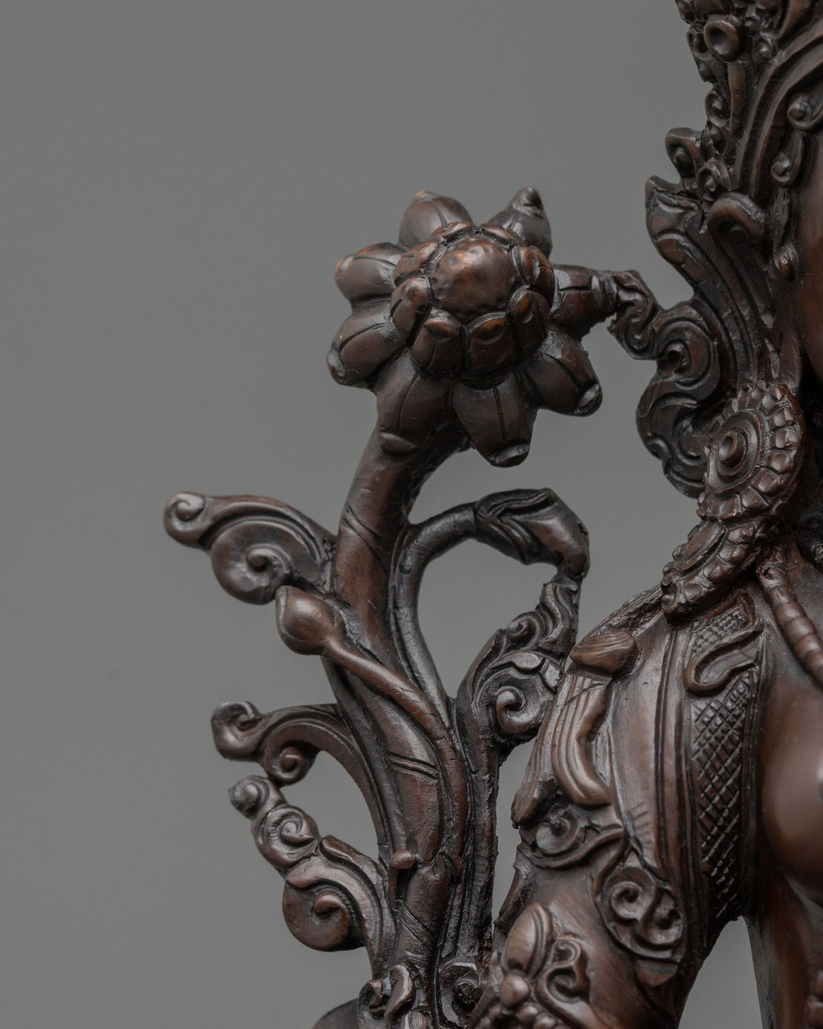 Hand-Carved Green Tara Sculpture | Oxidized Copper Figurine