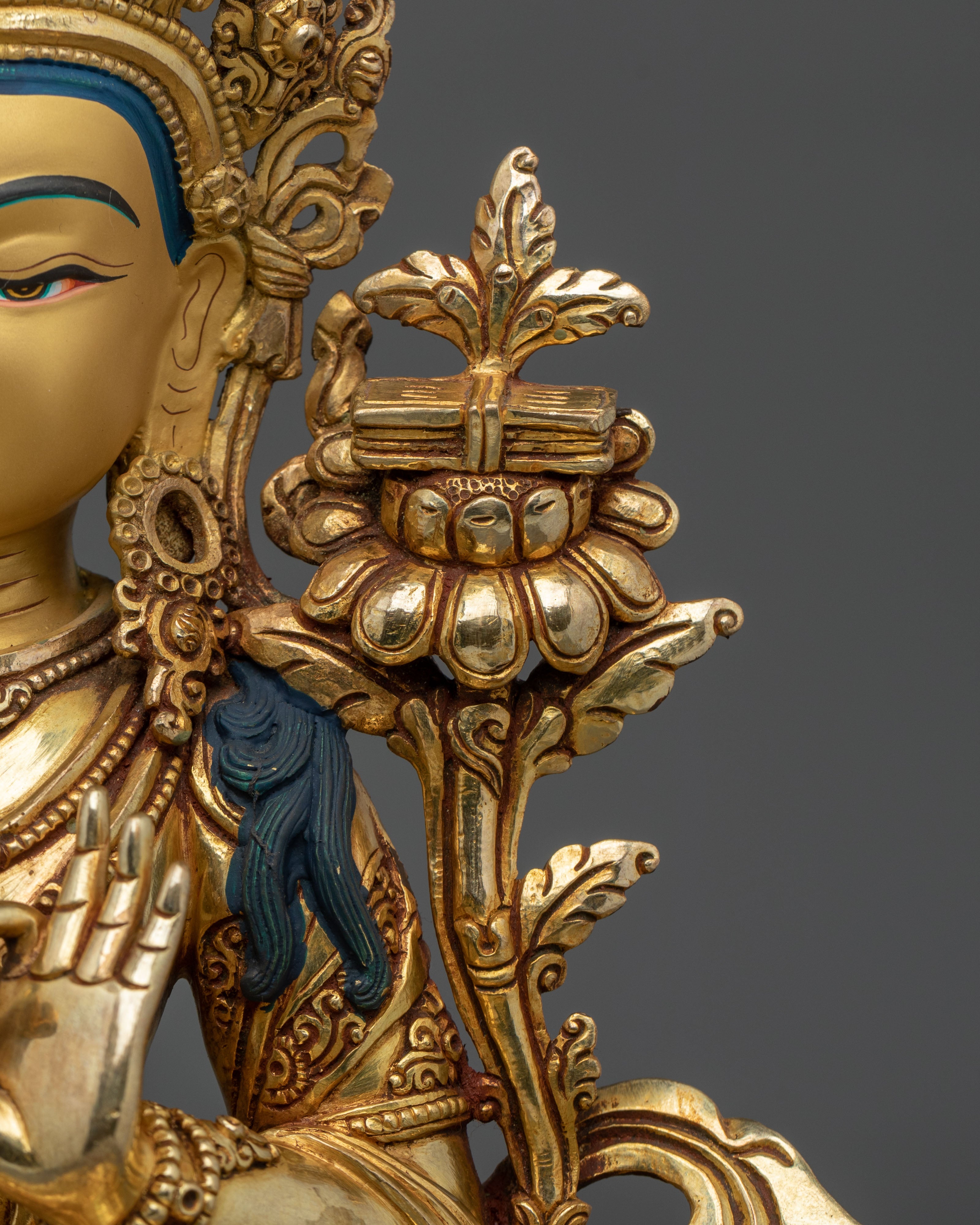 Manjughoṣa 24K Gold Gilded Sculpture | Copper Figurine