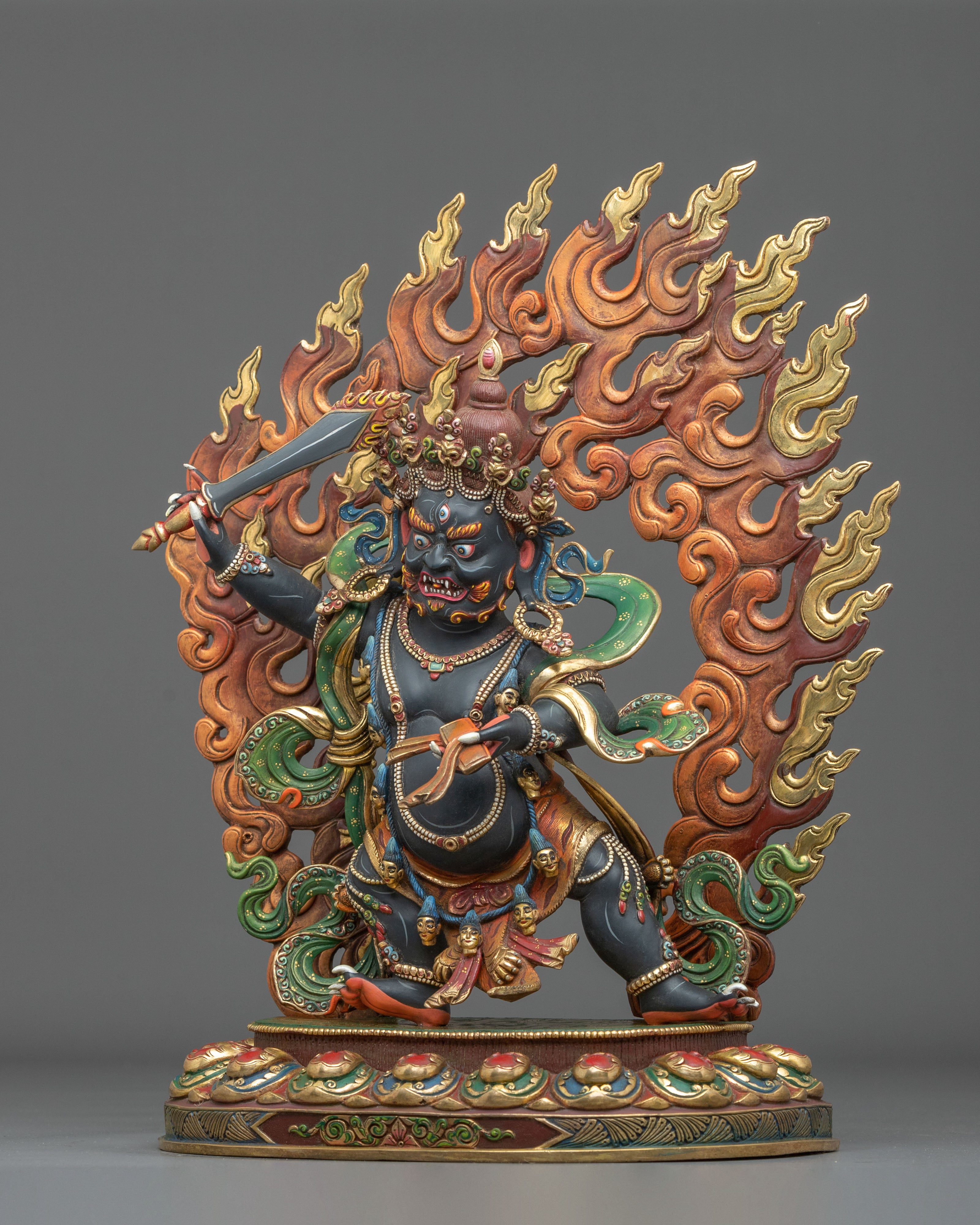 Black Manjushri Copper Statue | Wisdom Deity Buddhist Sculpture