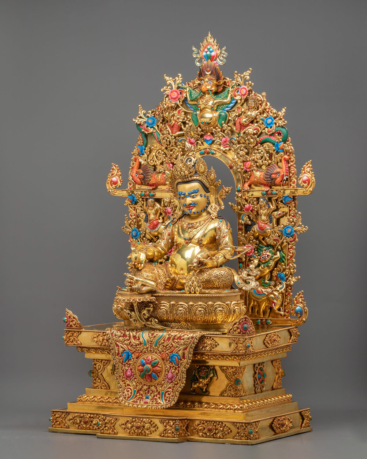 Dzambhala Figurine on Throne | (121.5cm Tall) Wealth God Figurine