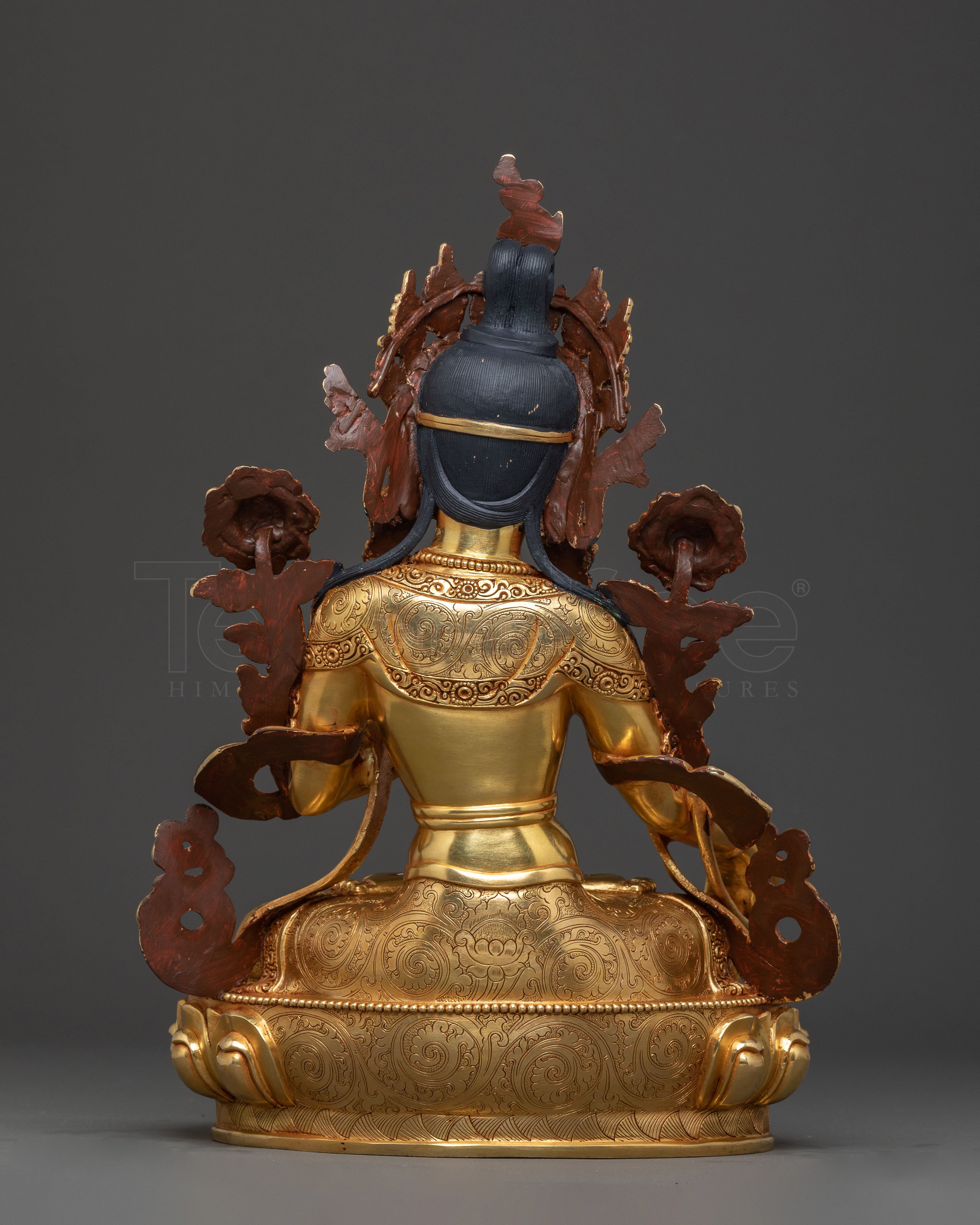 White Tara Meditation Deity Statue: 24K Gold Gilded Masterpiece