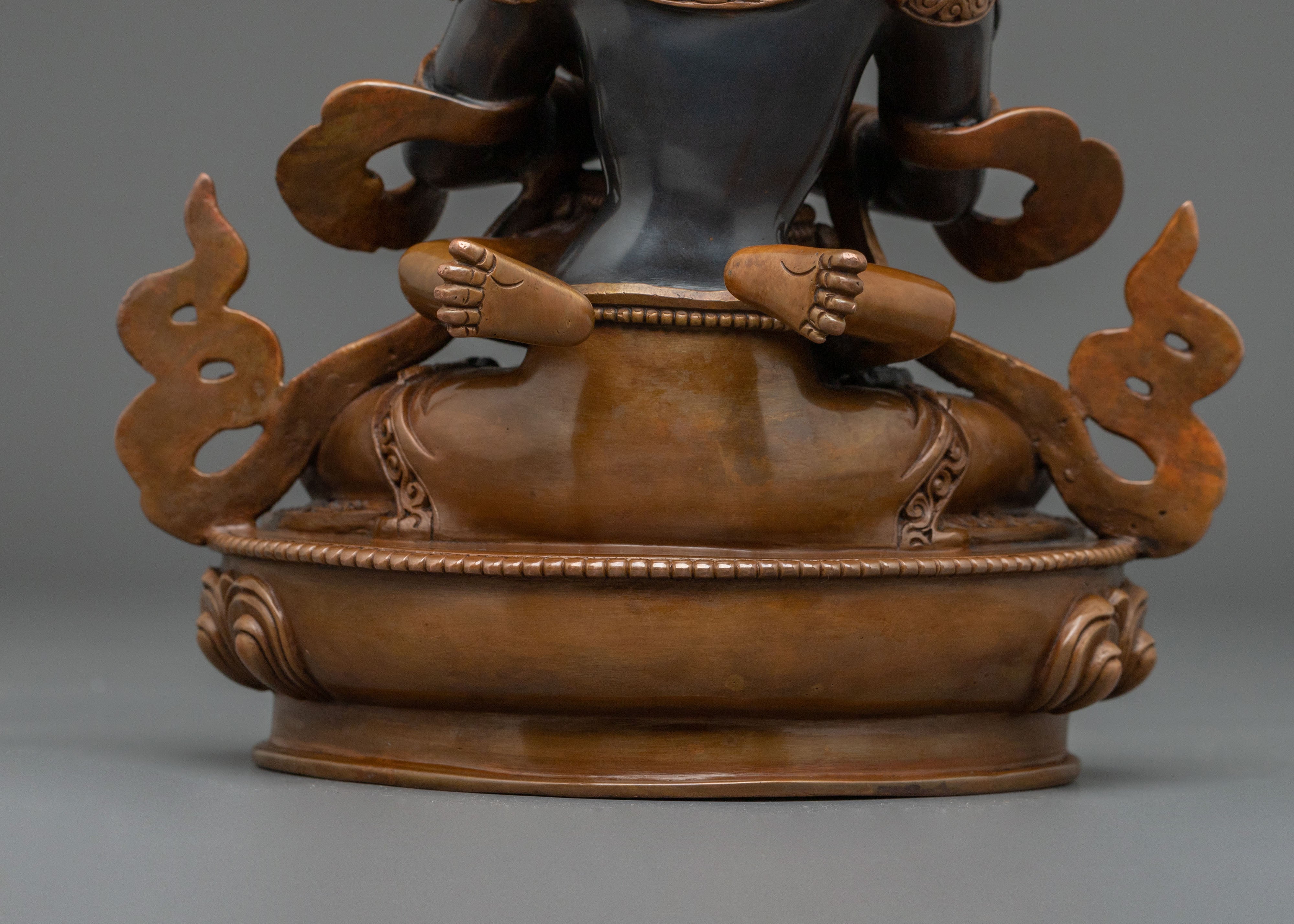 Vajradhara Sacred Sculpture with Consort: Oxidized Copper Staue