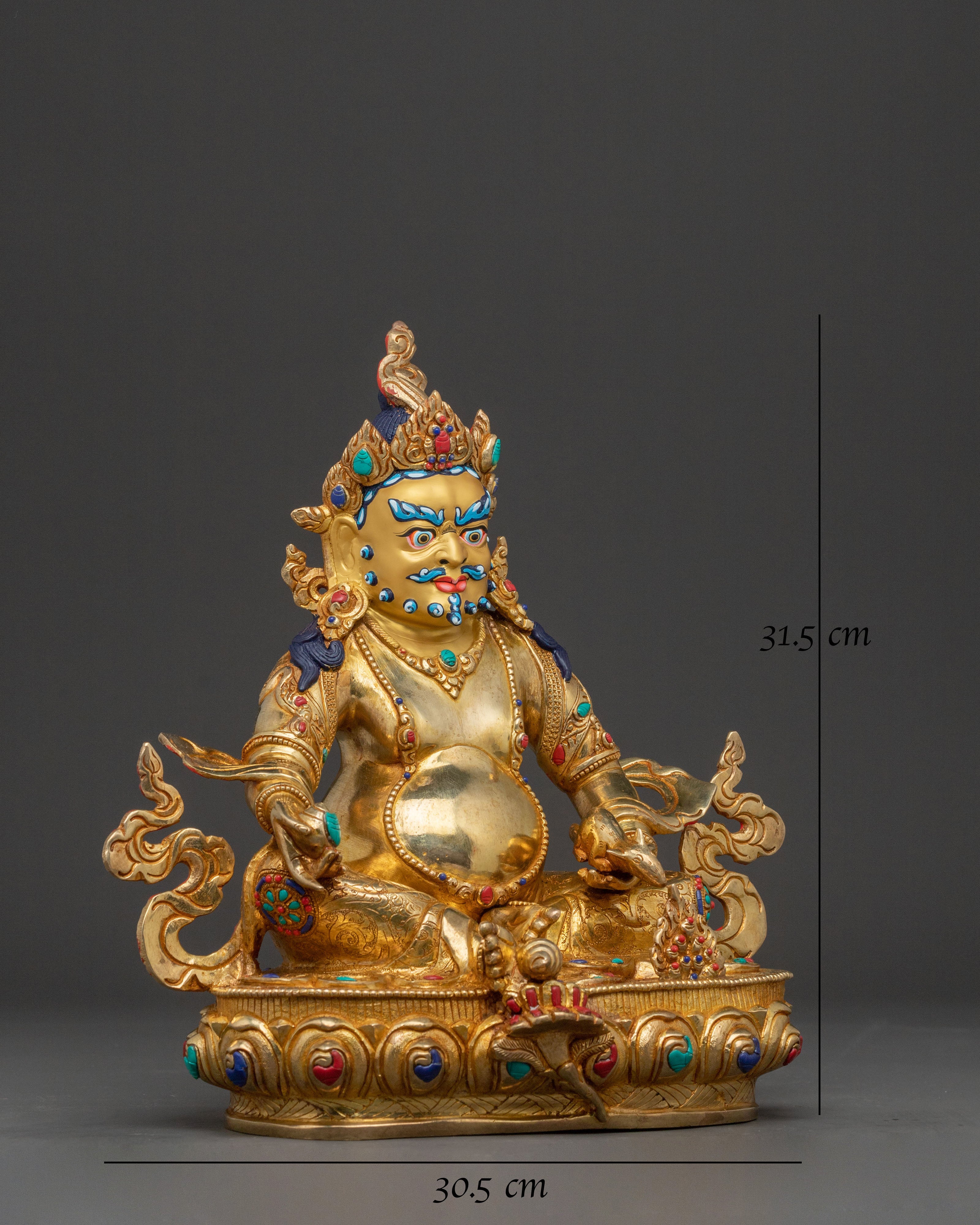 Dzambhala Prosperity God Statue | 24K Gold Gilded Copper Statue
