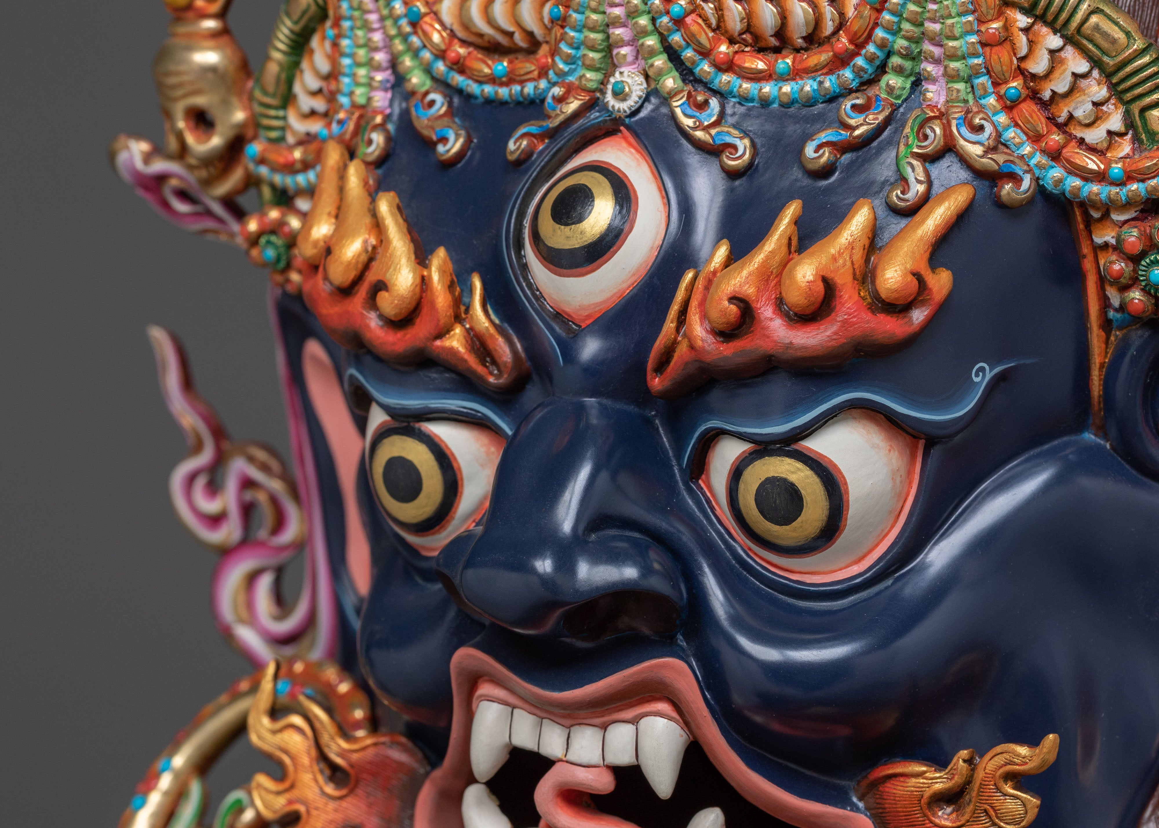 Mahakala Bernakchen, 24K Gold Gilded Protector Statue