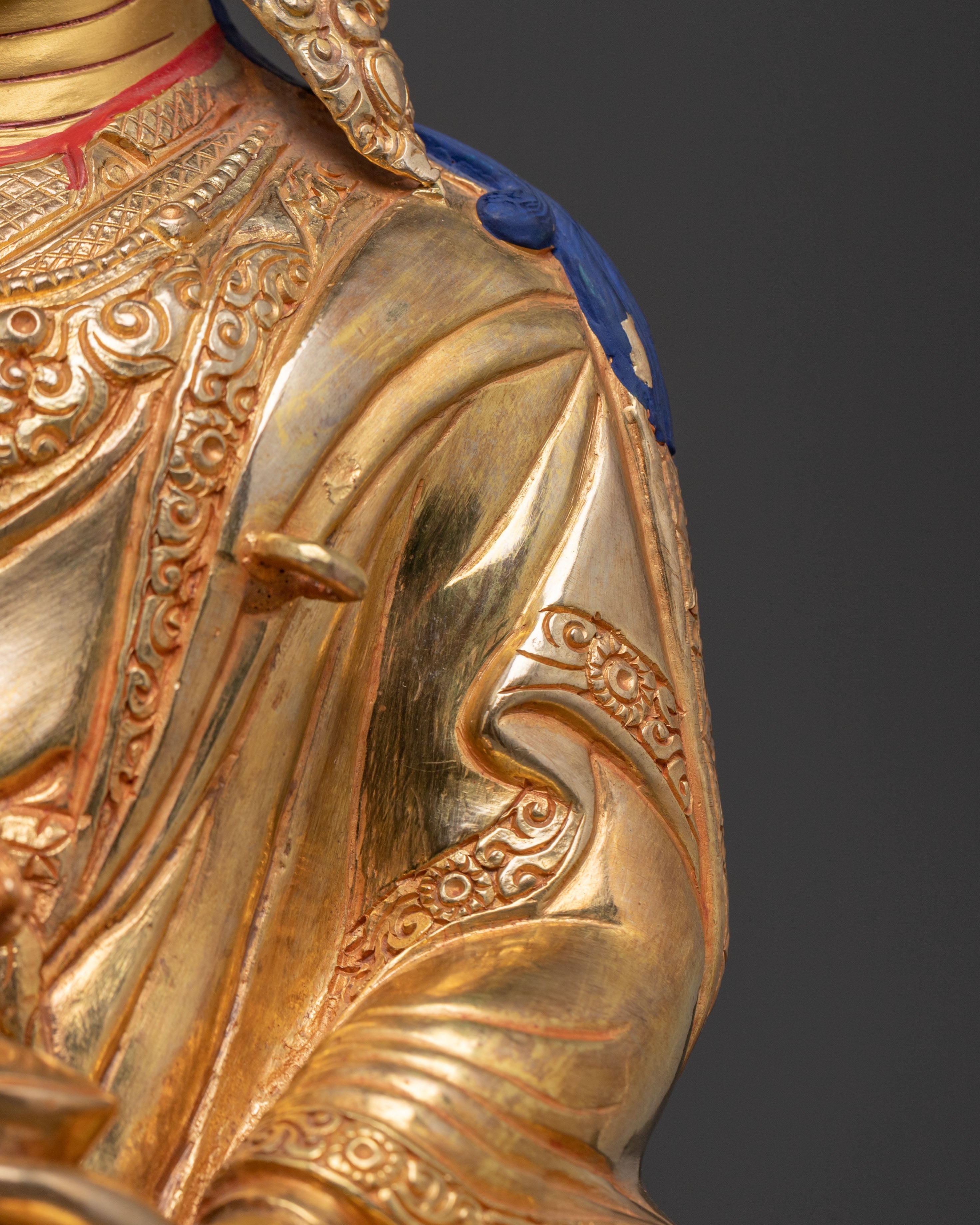 Guru Rinpoche Statue | 24K Gold Gilded Figure