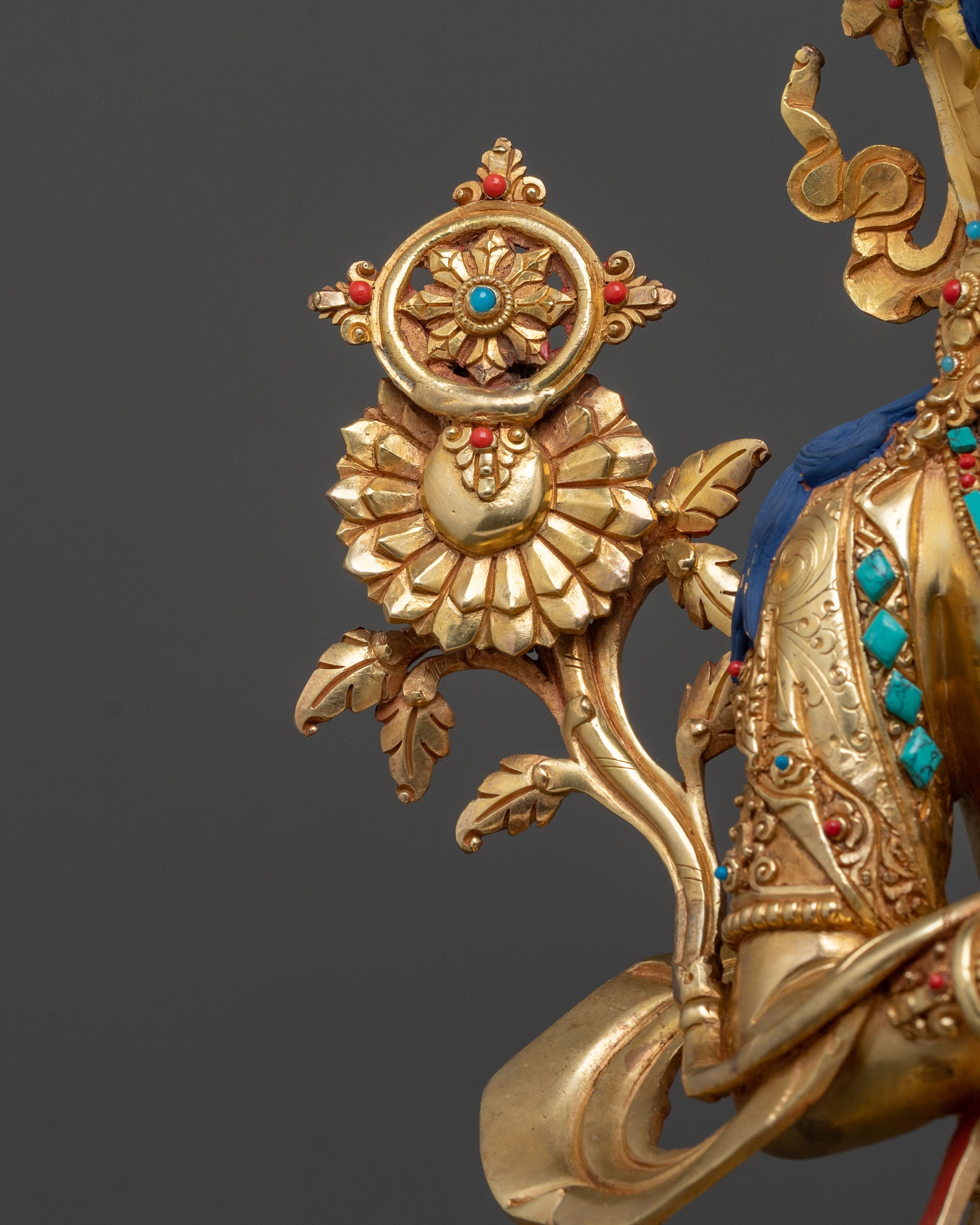 Maitreya Buddha Fire Gold Gilded Statue | Home Decor