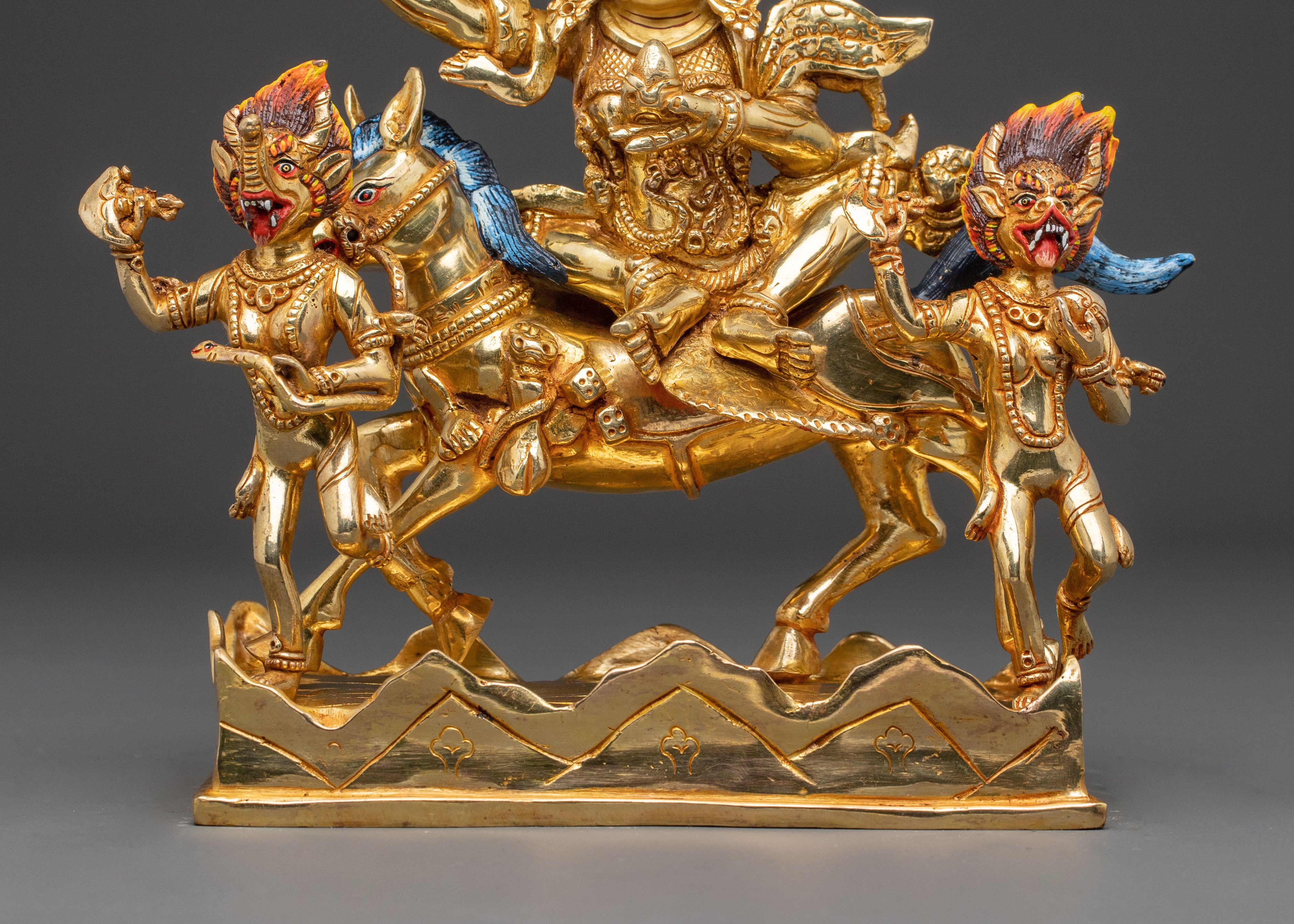 Wrathful Protectress Palden Lhamo Statue | 24K Gold Gilded
