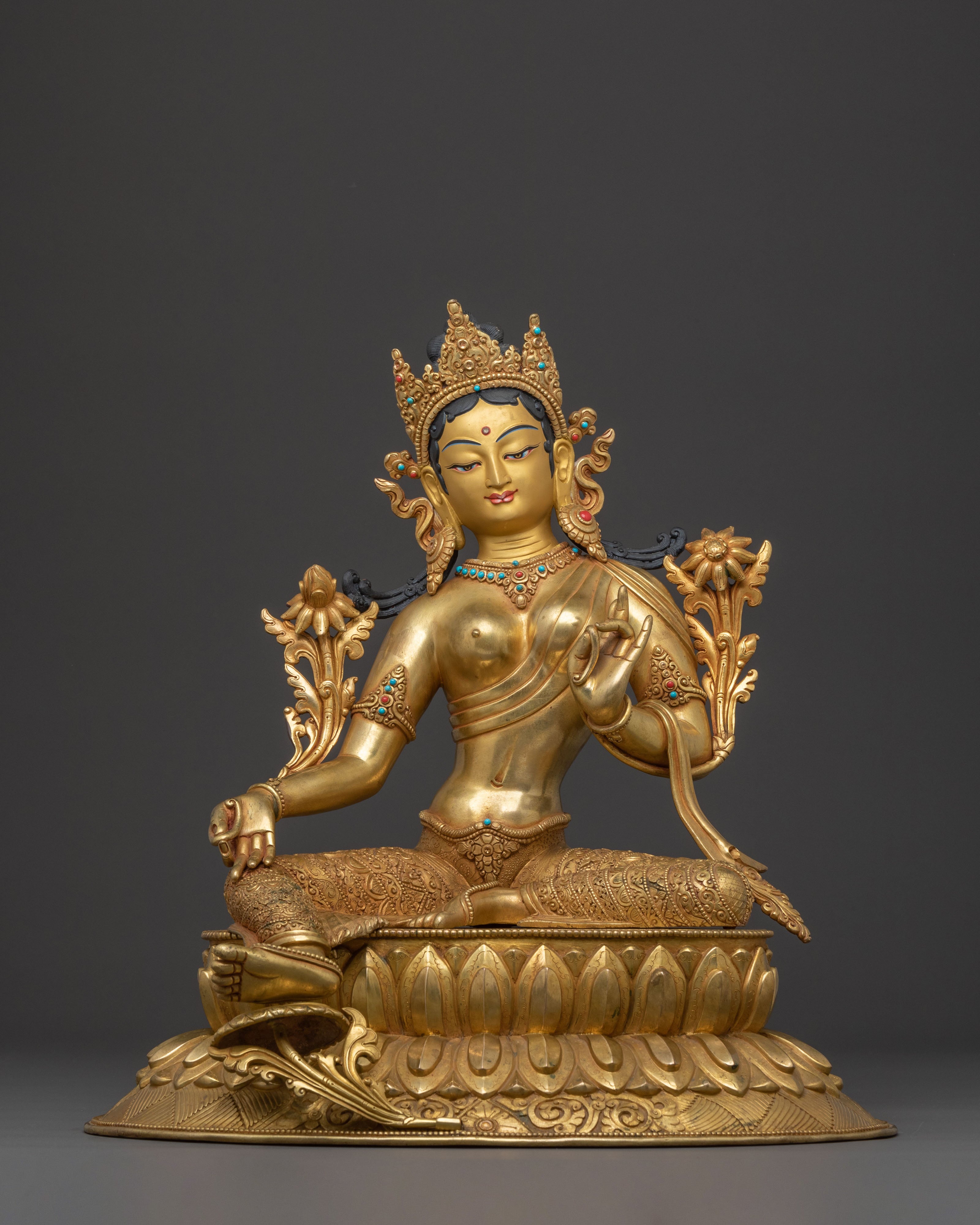 Divine Green Tara Golden Statue 