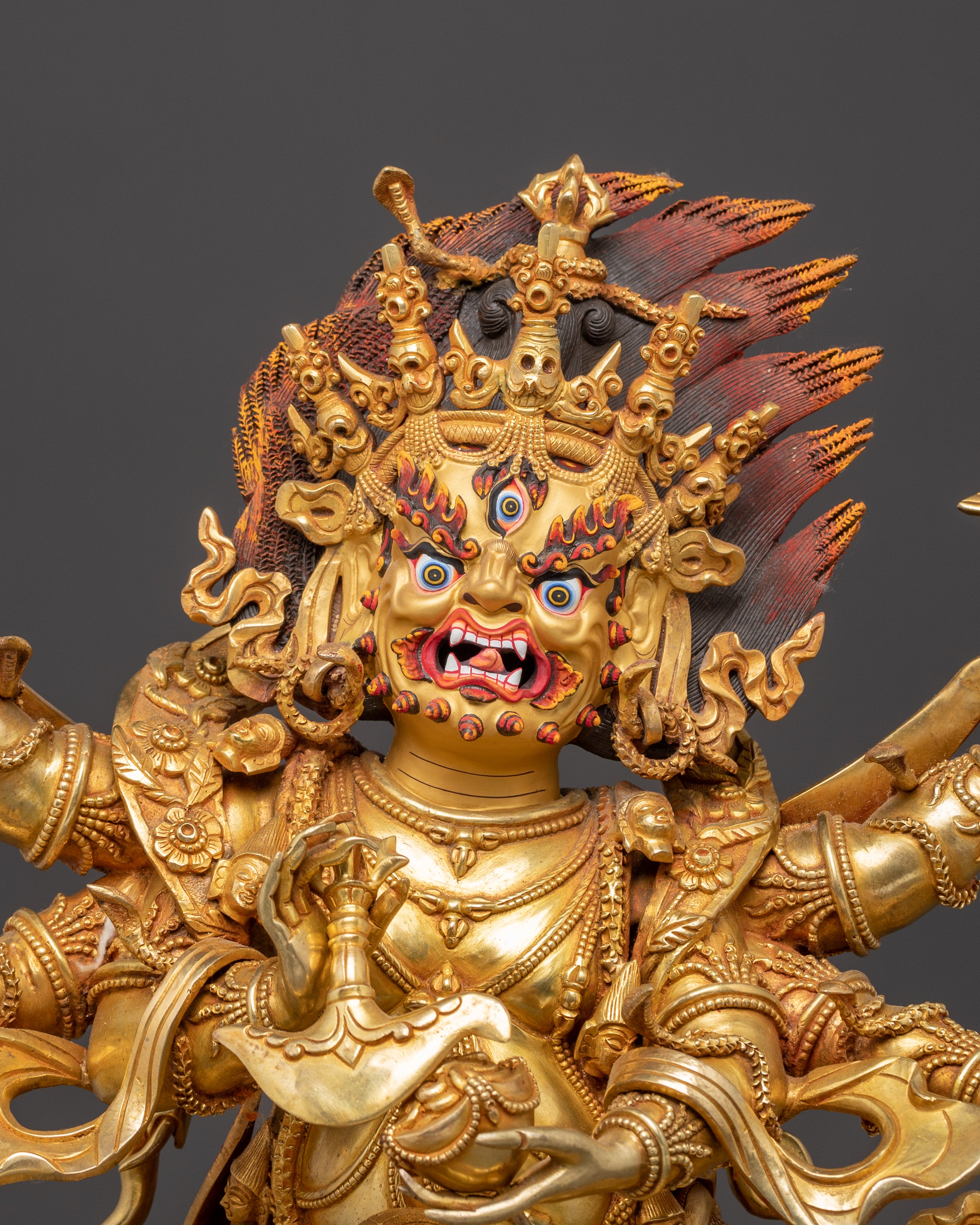 Six-Armed Mahakala Tantric Protector Statue | Tibetan Buddhist Art