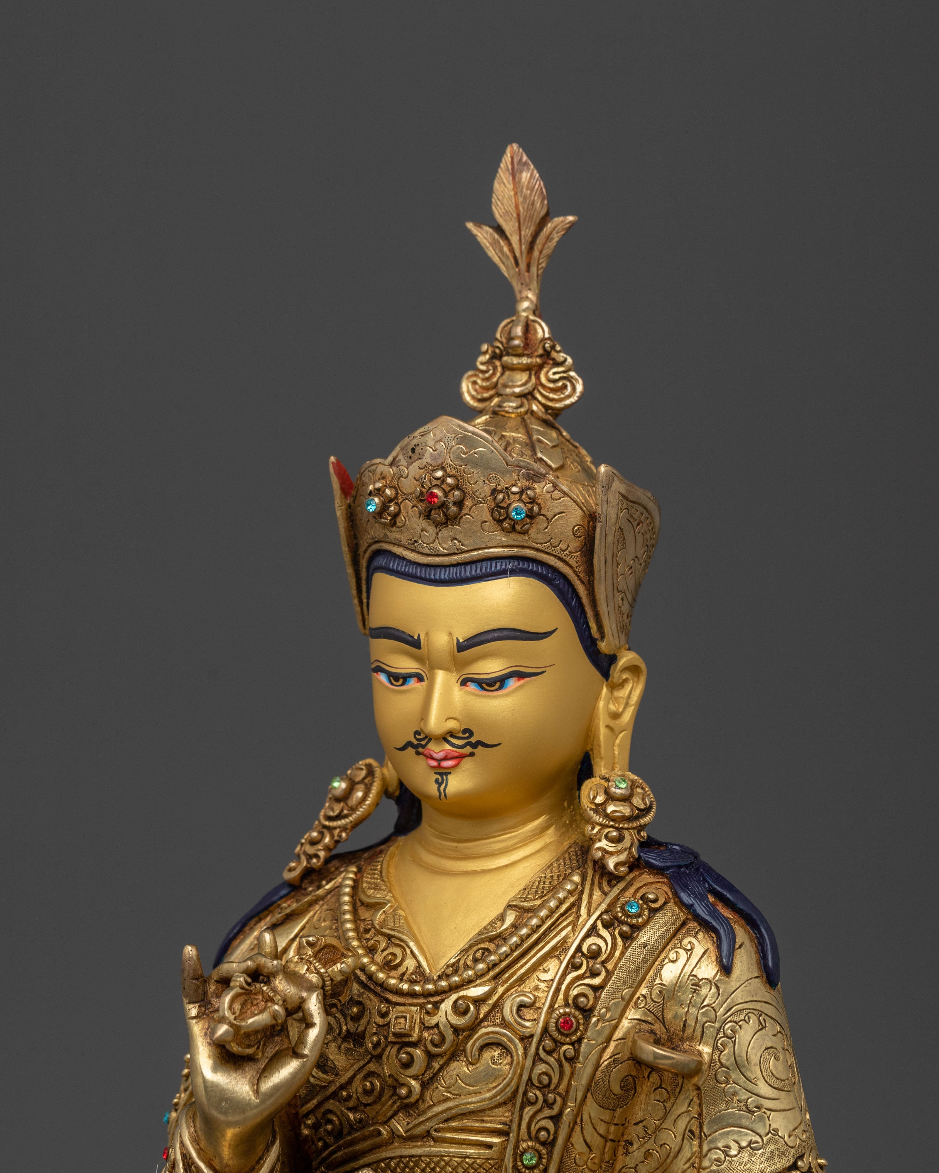 Guru Tsokye Dorje Sacred Sculpture | 24K Gold Gilded Vajrayana Statue