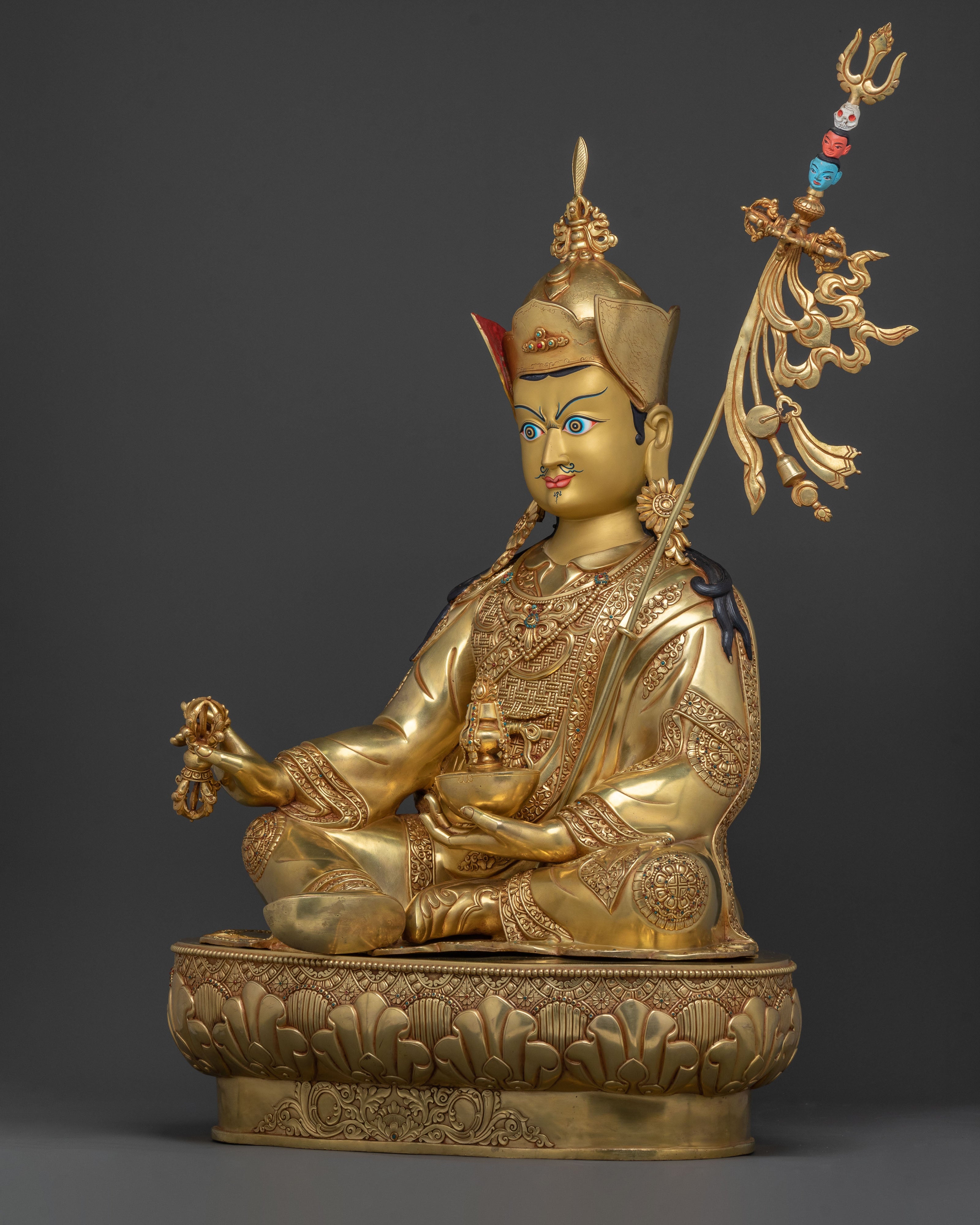 Guru Rinpoche Sacred Lotus Statue | 24K Gold Gilded