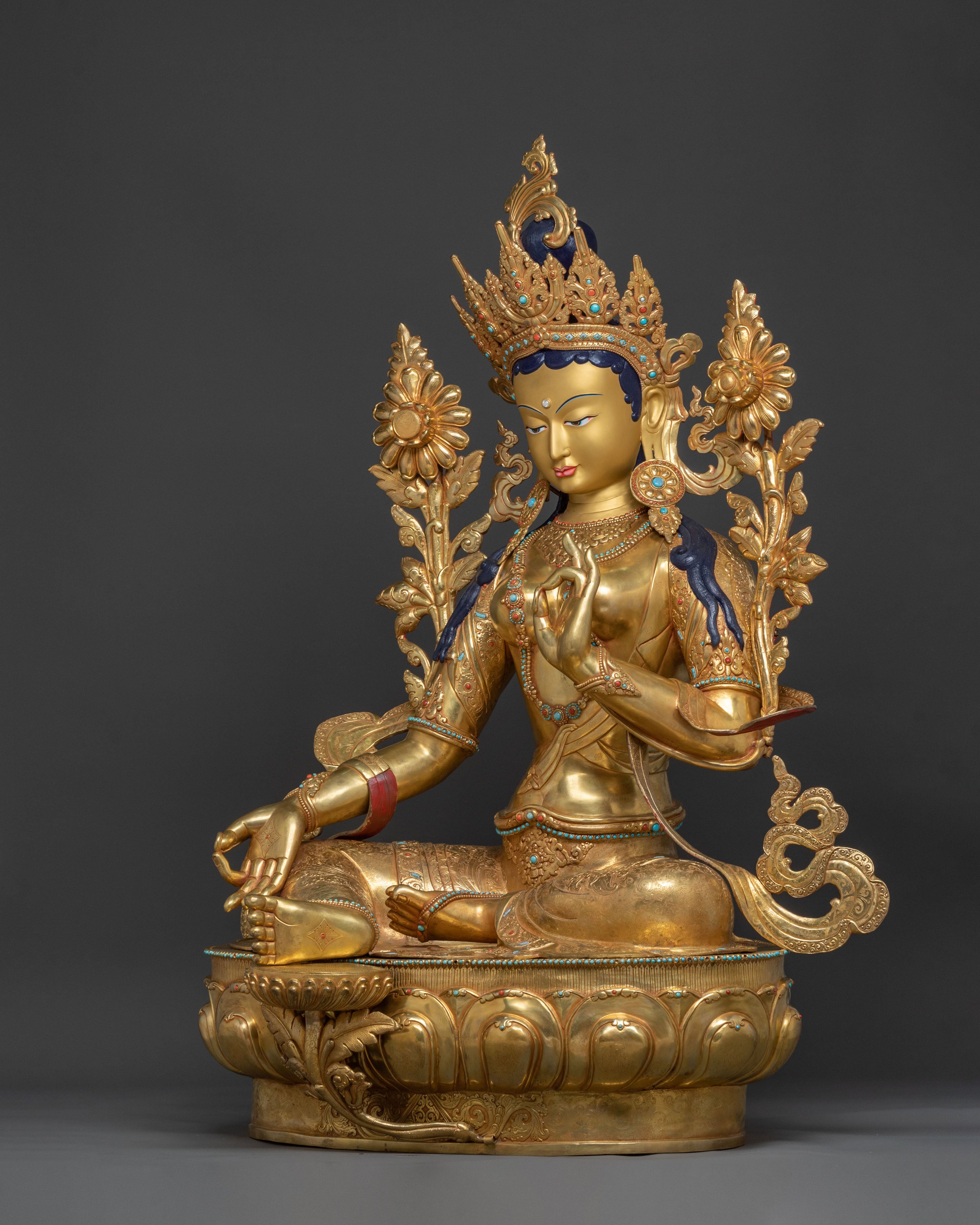 Traditional Nepalese Green Tara Statue