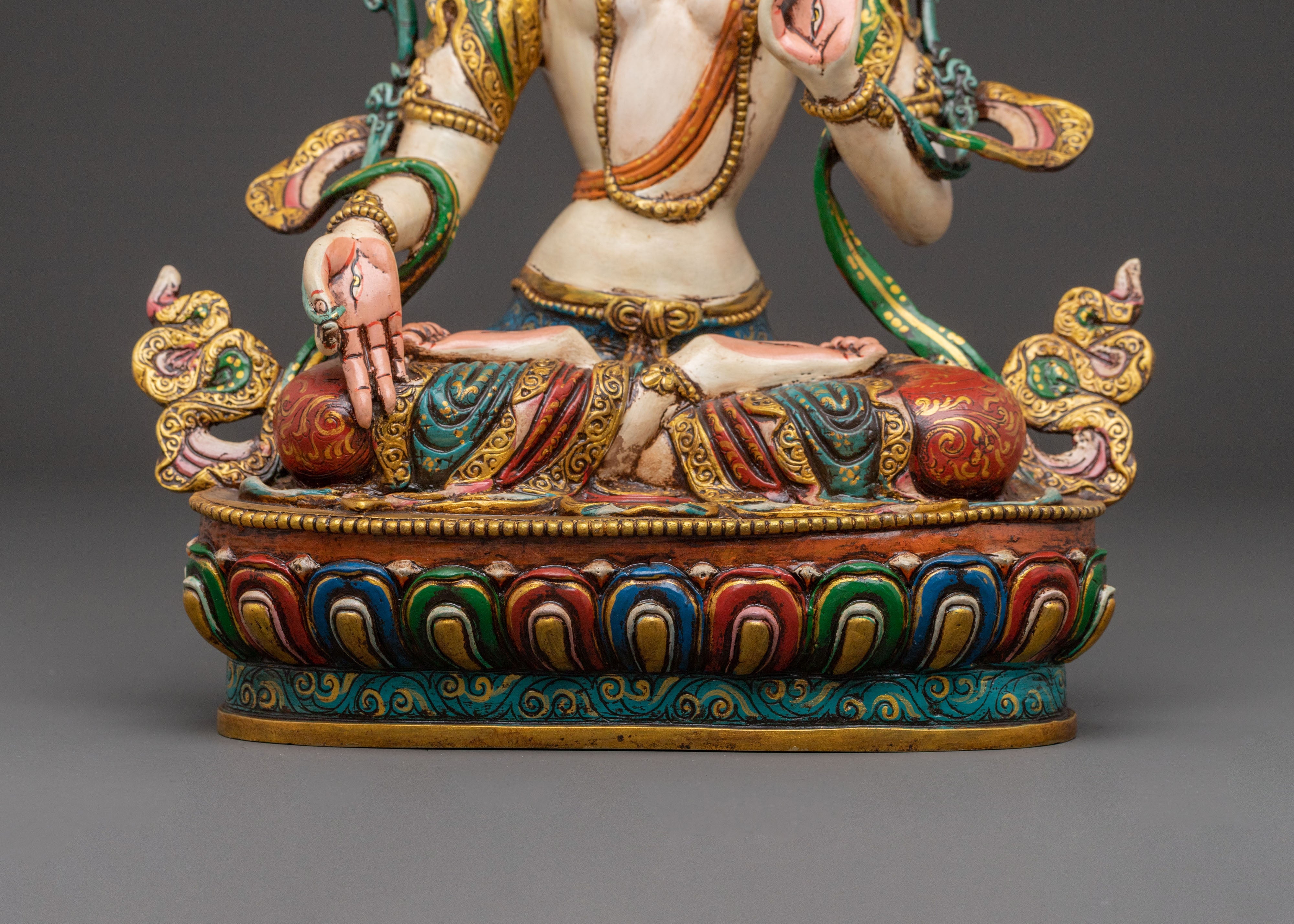 White Tara 24K Gold Gilded Statue | Longevity Icon