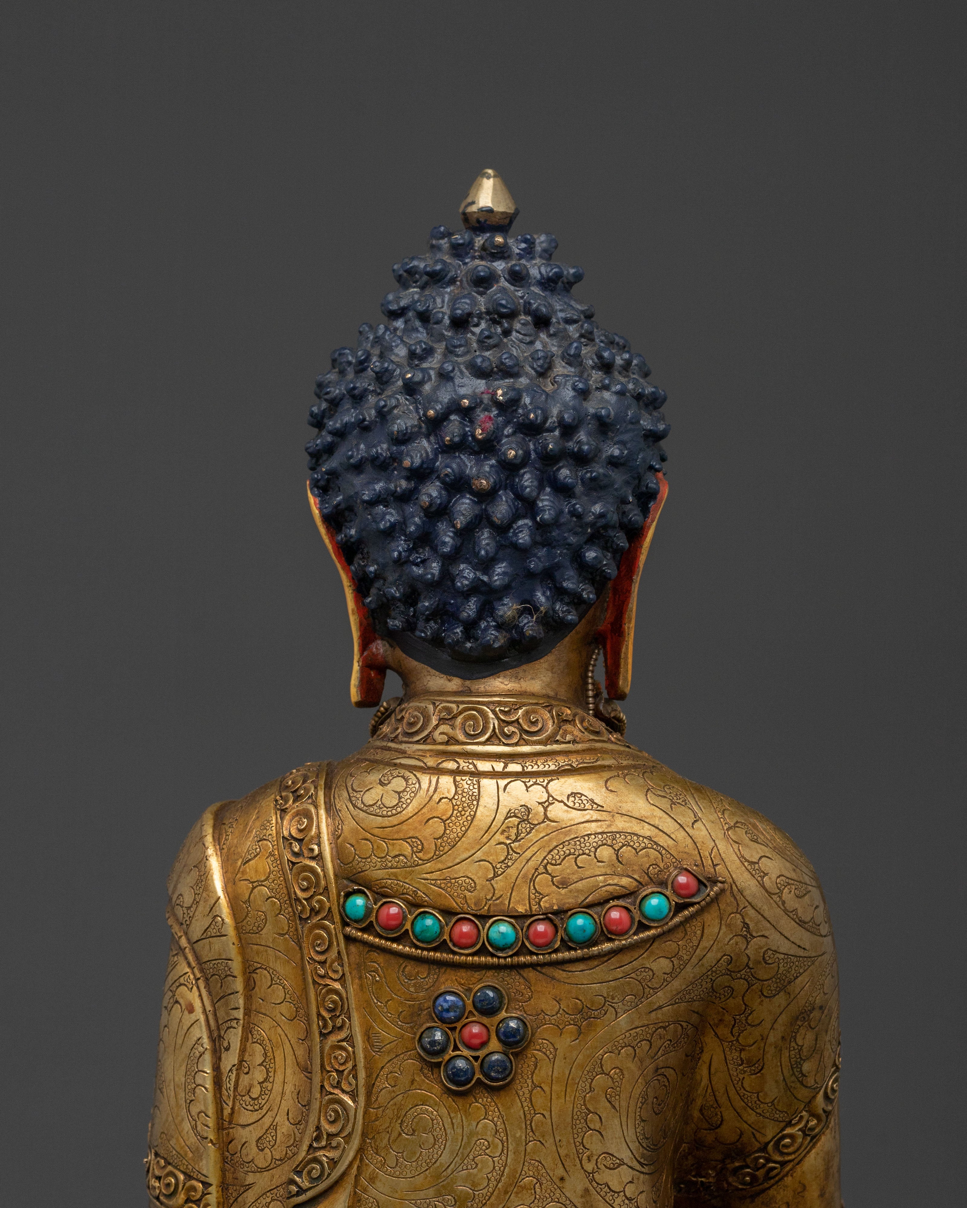Shakyamuni Buddha On Throne Handcrafted Statue