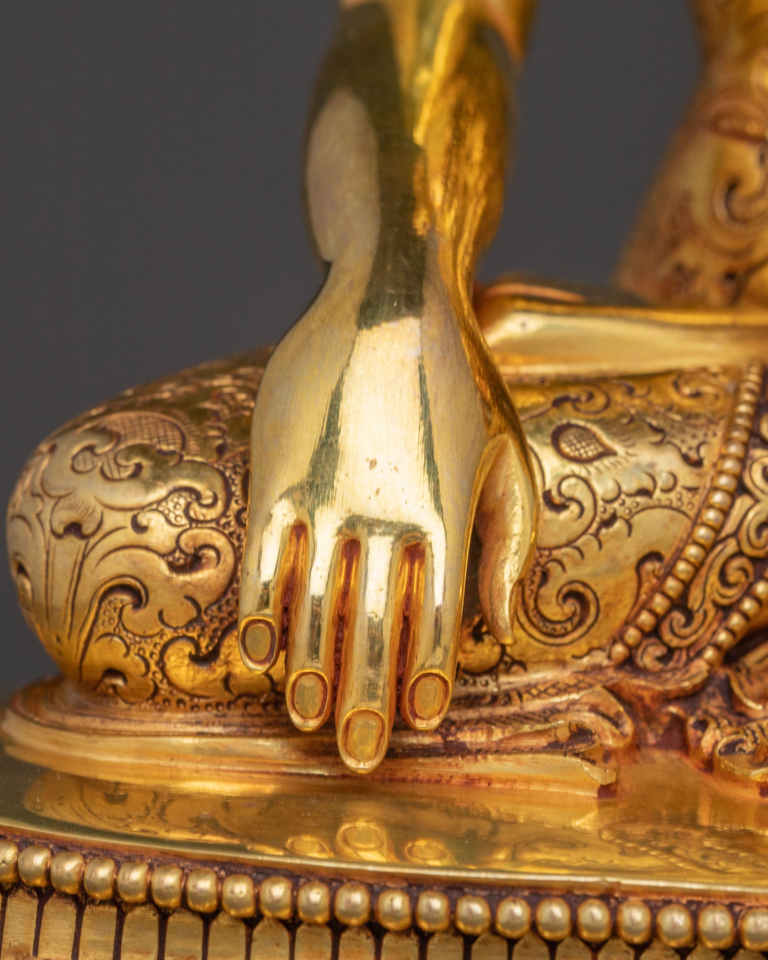 Handcrafted Meditating Shakyamuni Buddha Statue — 24K Gold Gilded