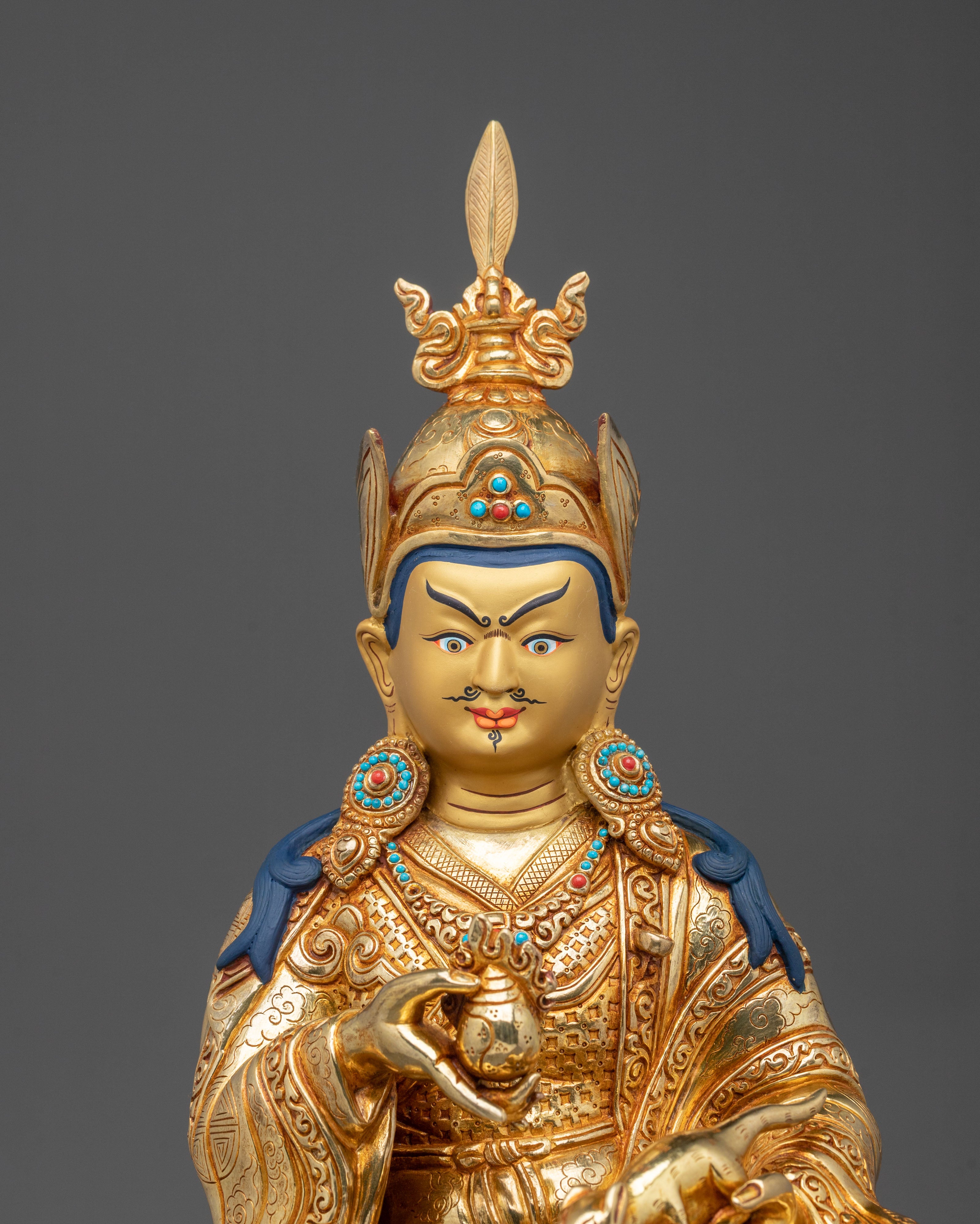 Tibetan Guru Norla Buddhist Sculpture with Antique Finish