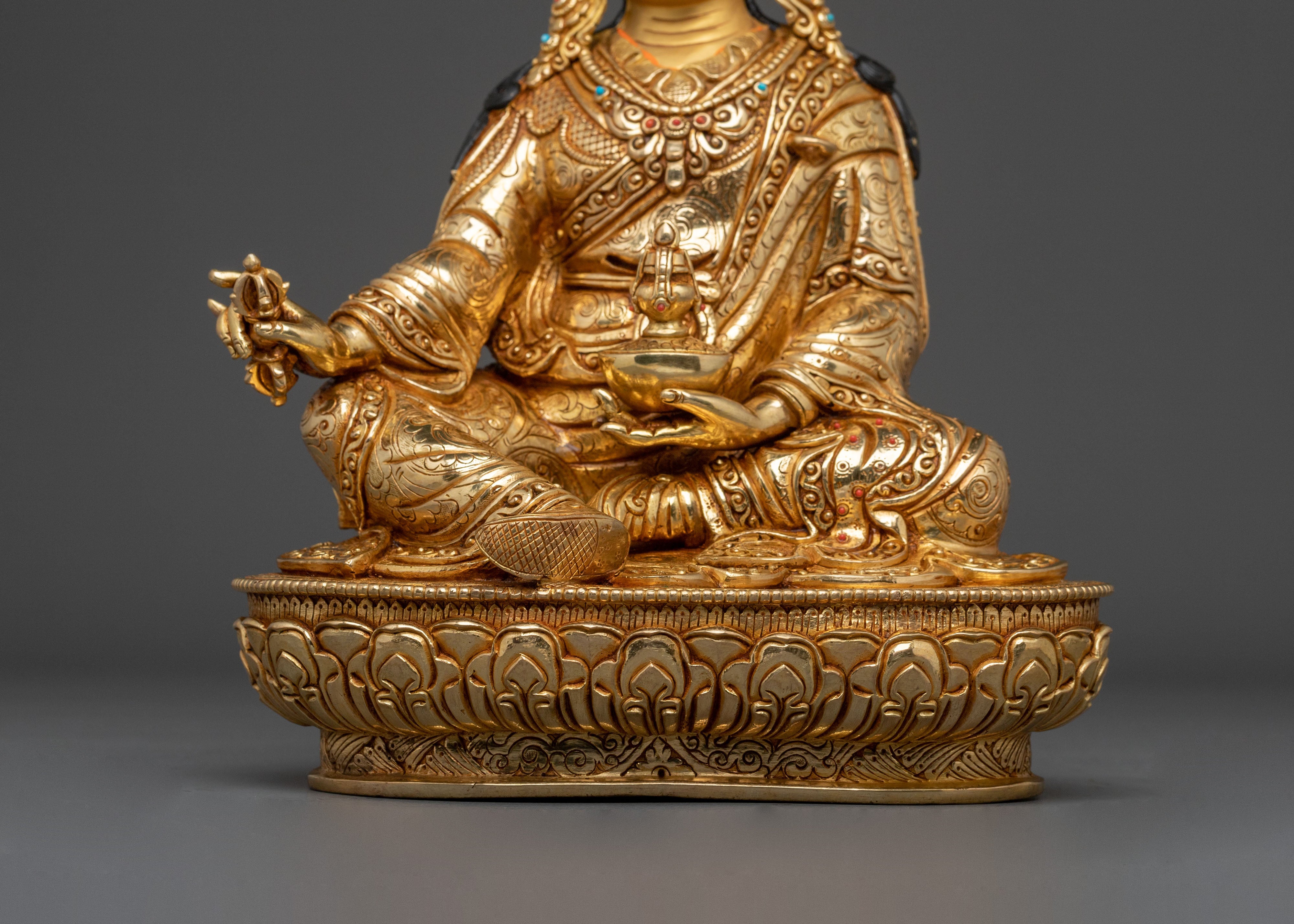 Guru Rinpoche Statue | 24K Gold Gilded Serenity