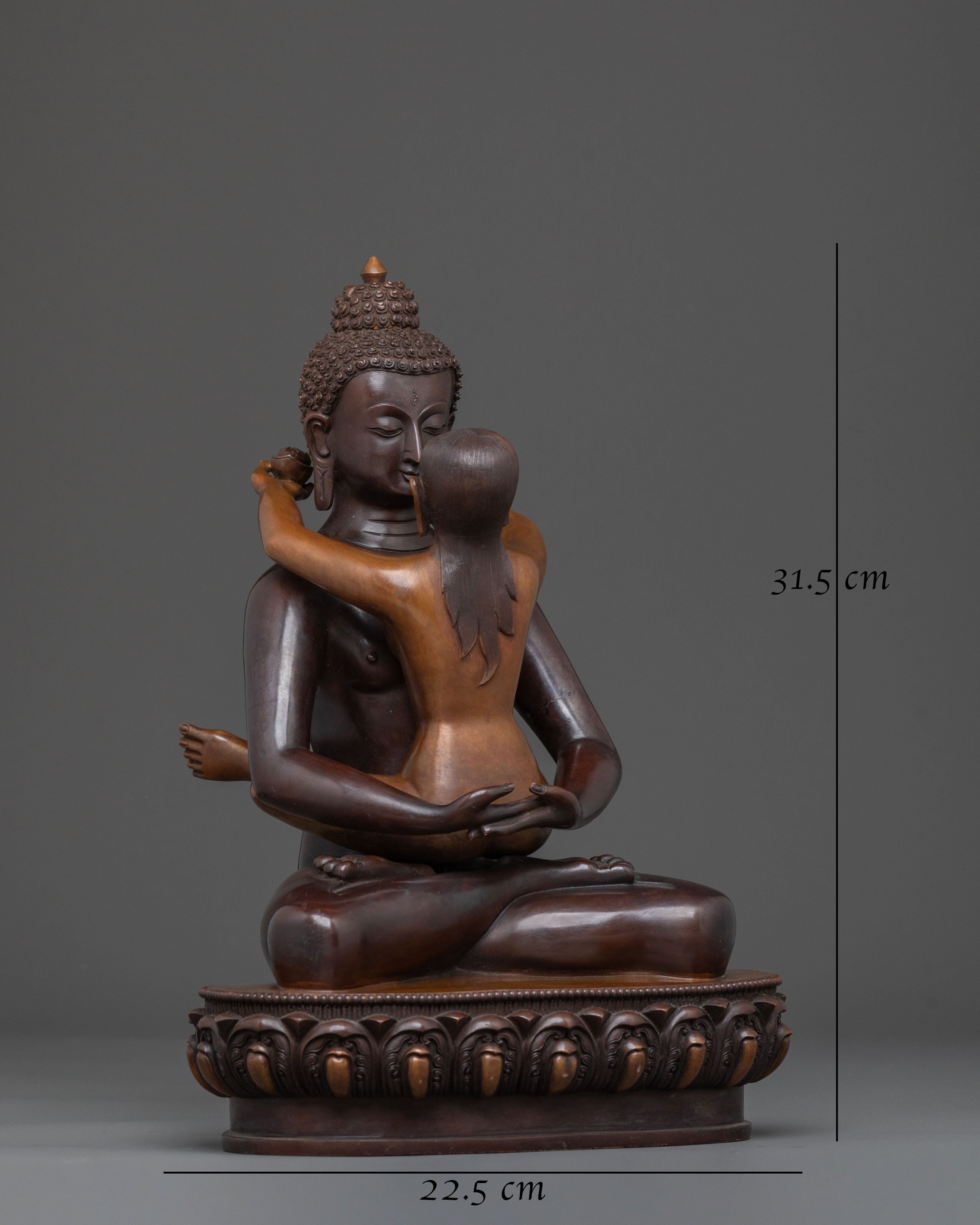 Samantabhadra with His Consort Statue | Oxidized Copper