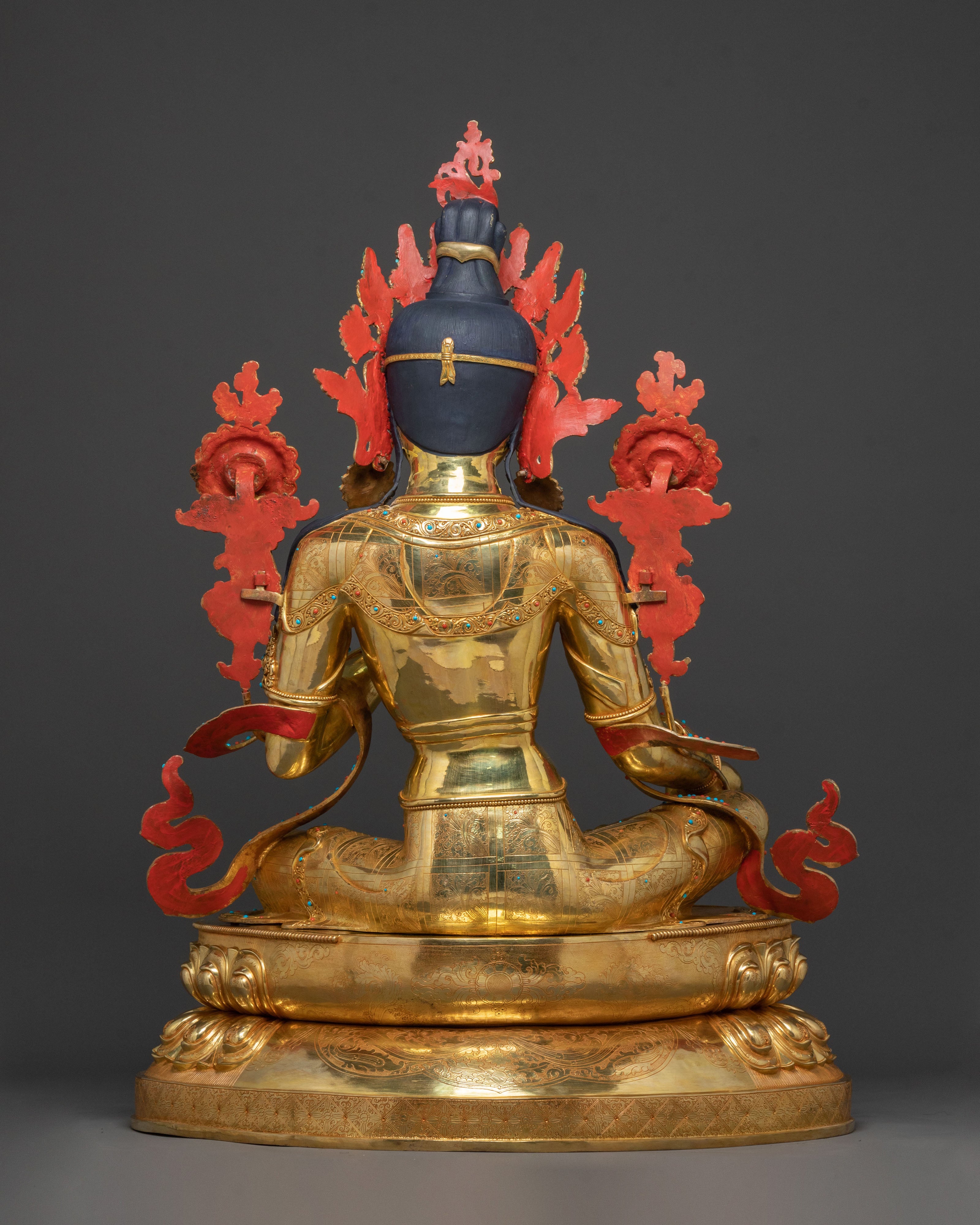 Life-Size Green Tara Statue | 24K Gold Glided Buddhist Sculpture