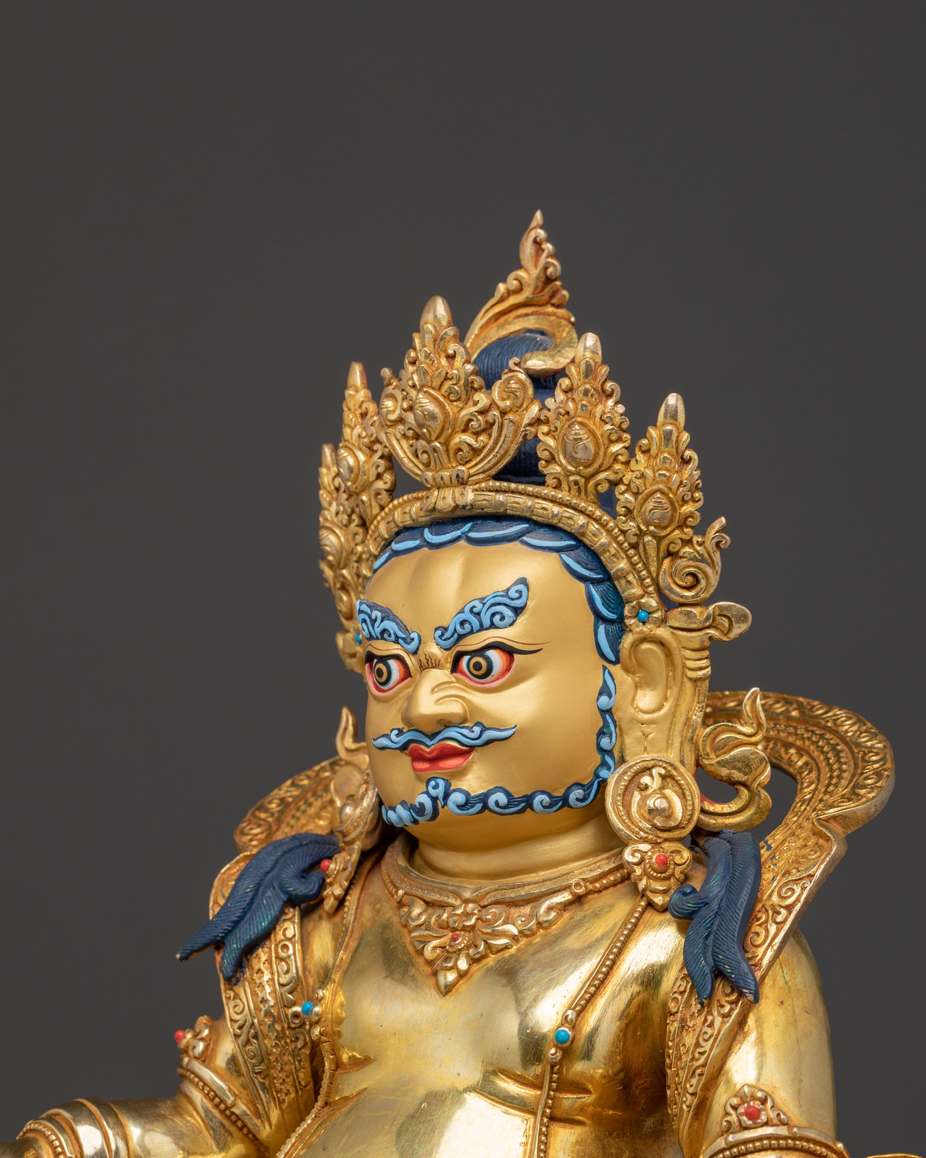 Handcrafted Dzambala Statue on Throne | Buddhist God of Wealth