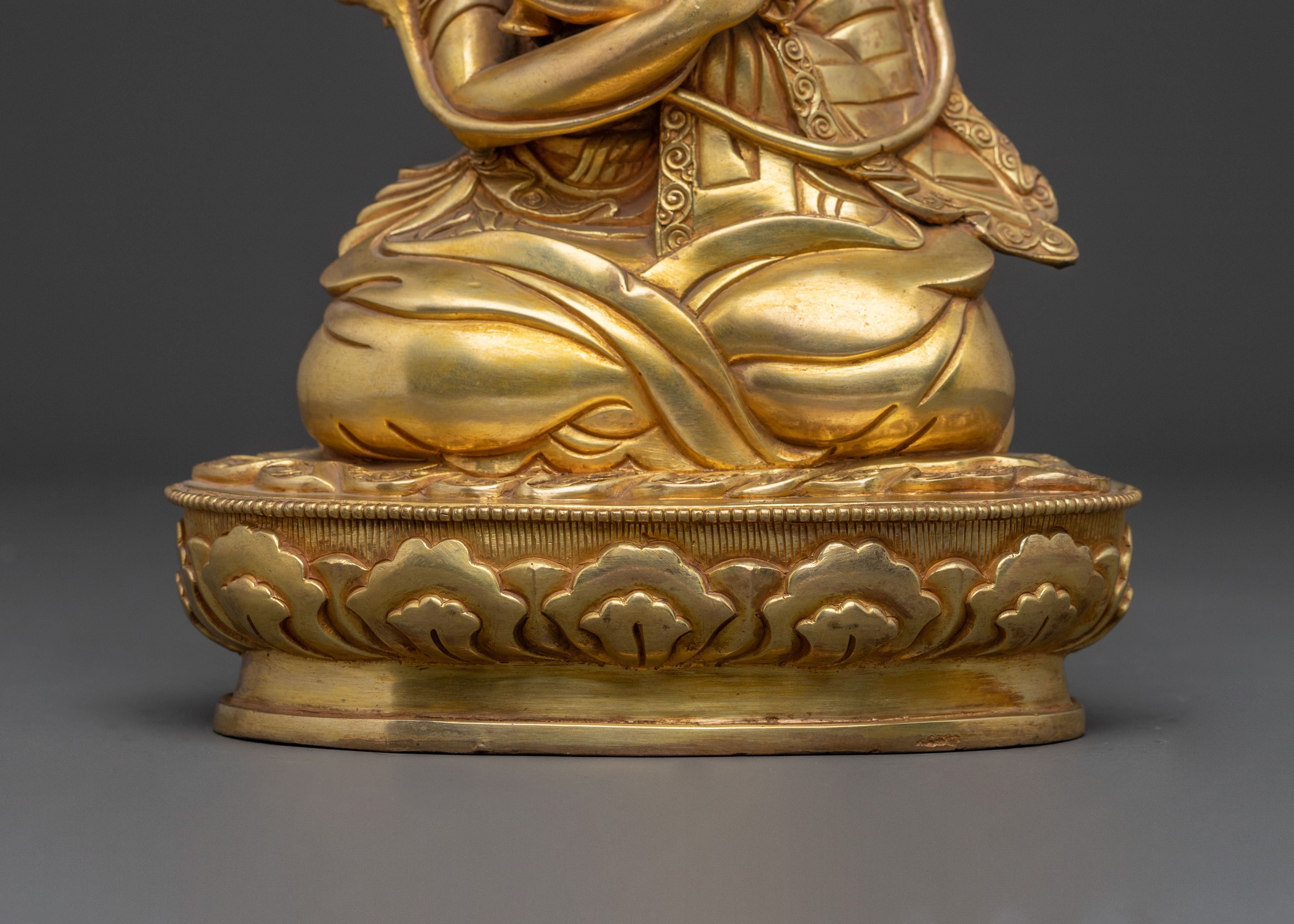 Handcrafted 16th Karmapa Statue: 24k Gold Gilded Serenity
