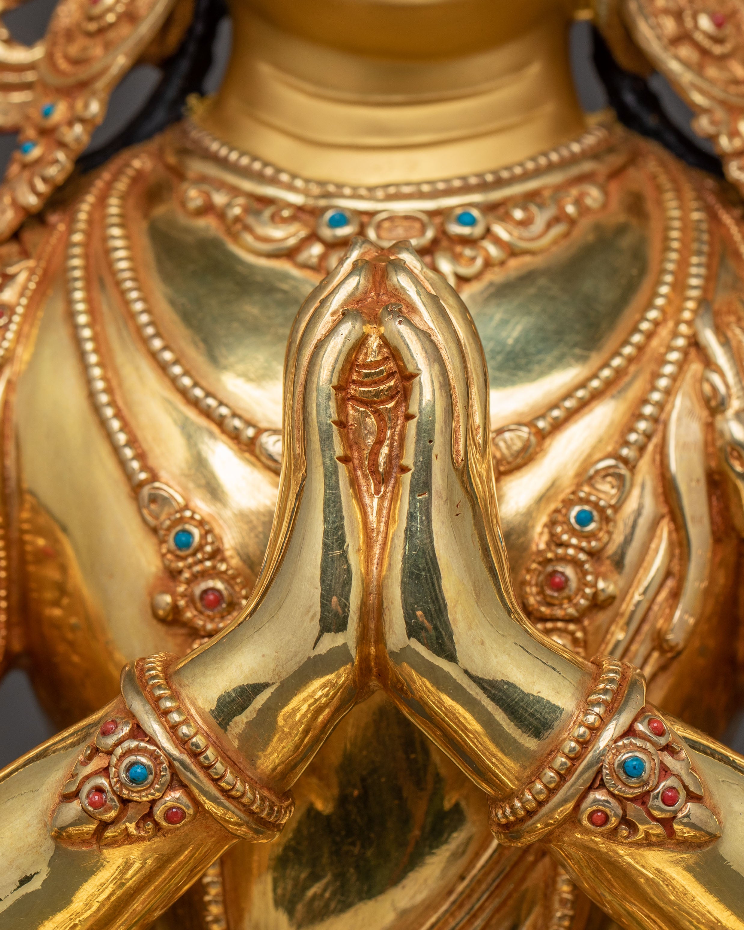 24k Gold Gilded Chenrezig Sacred Statue — Handcrafted Splendor