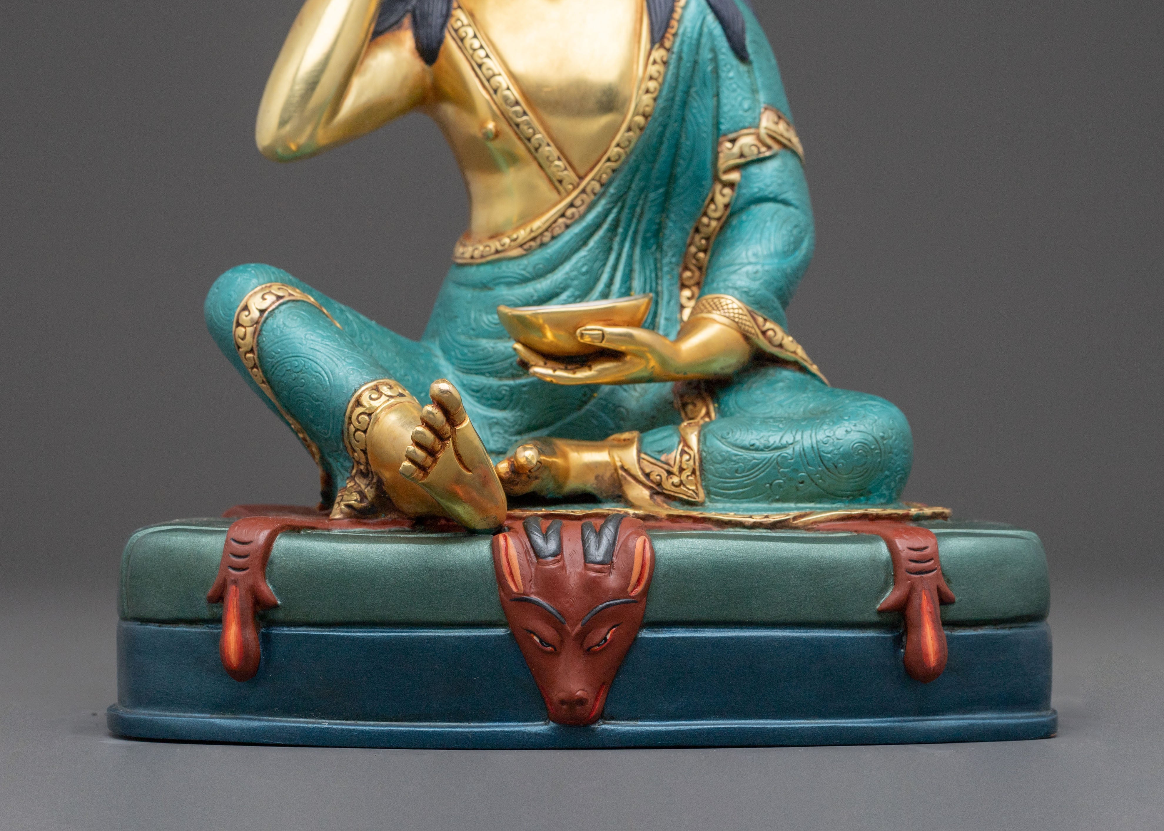 Tibetan Milarepa Buddhist Statue – 24K Gold Gilded Copper Statue